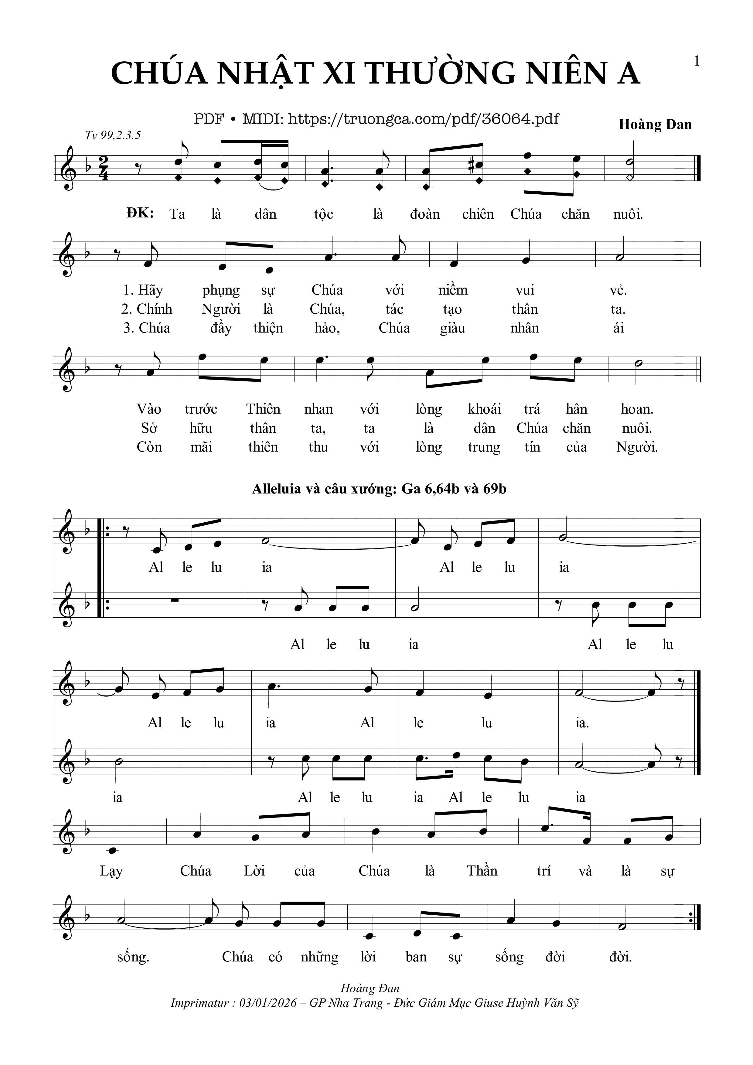Trang 1 của Sheet nhạc PDF bài hát Chúa Nhật 11 Thường Niên A (Tv 99) - Hoàng Đan