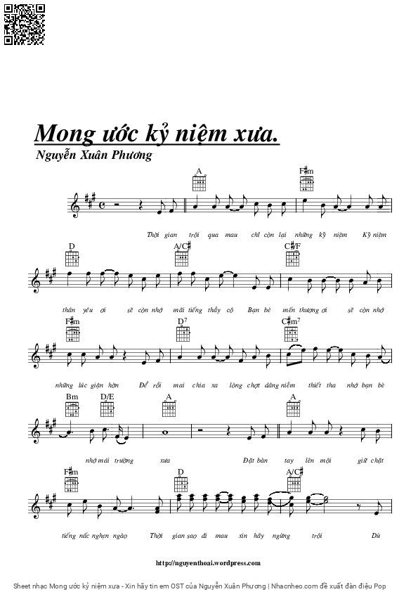 Trang 1 của Sheet nhạc PDF bài hát Mong ước kỷ niệm xưa - Xin hãy tin em OST - Nguyễn Xuân Phương