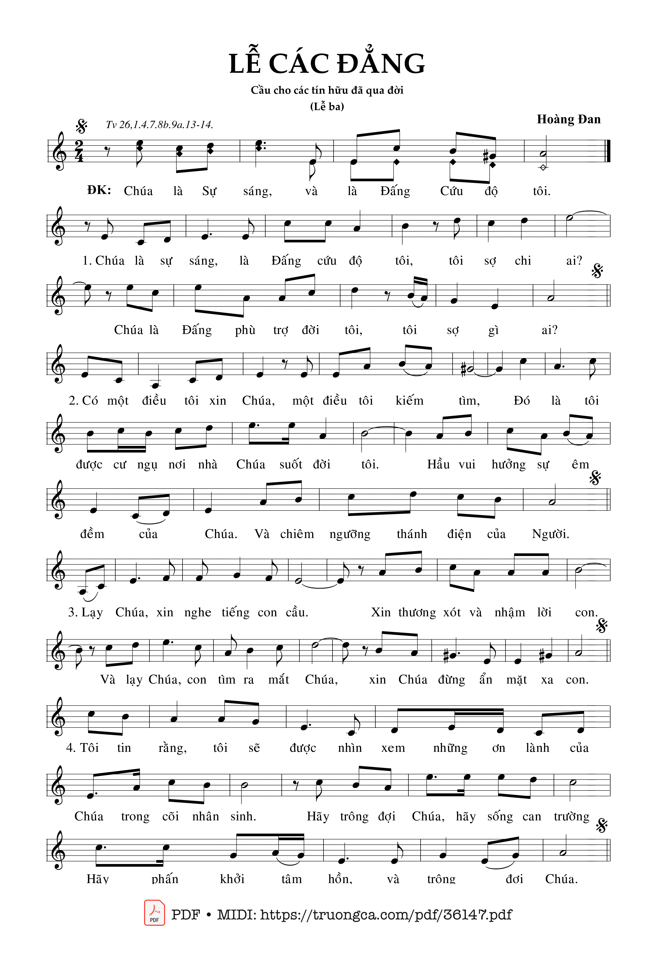 Trang 1 của Sheet nhạc PDF bài hát Lễ Các Đẳng (Tv 26, Lễ 3, Ngày 02/11) - Hoàng Đan