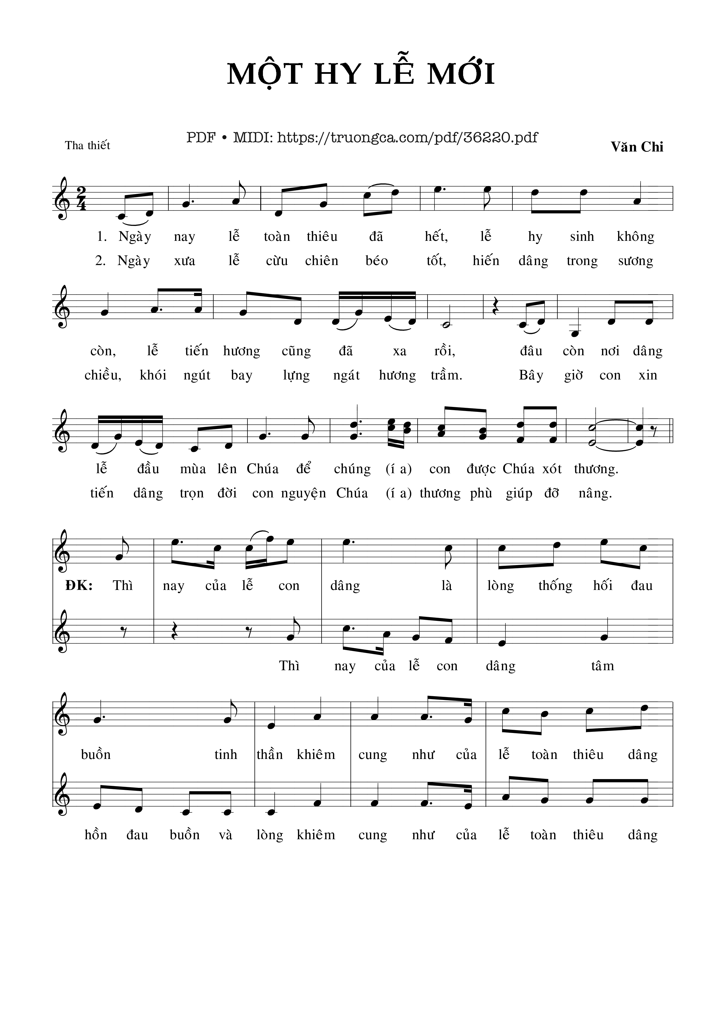 Sheet nhạc Một Hy Lễ Mới - Văn Chi