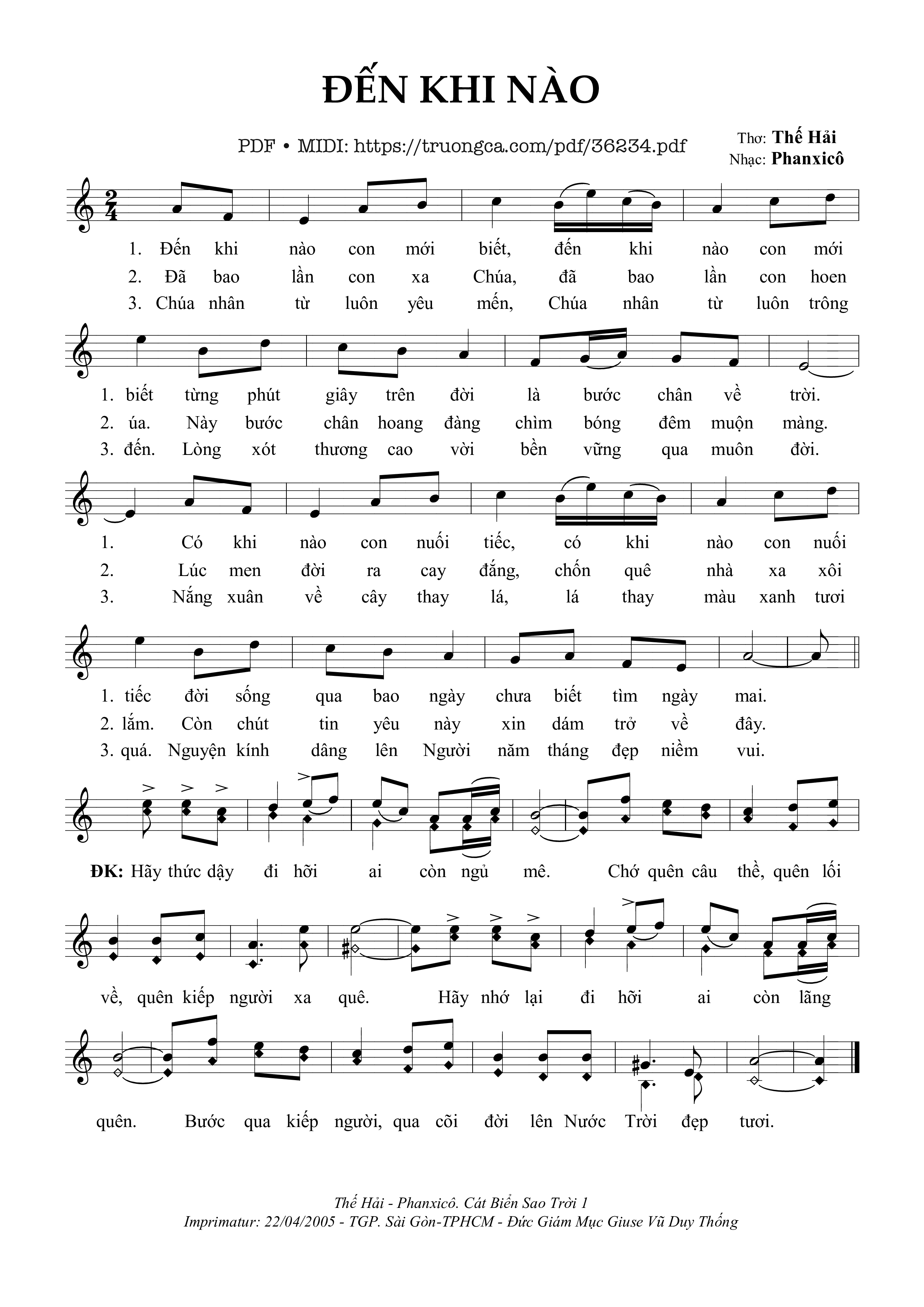 Sheet nhạc Đến Khi Nào - Phanxicô