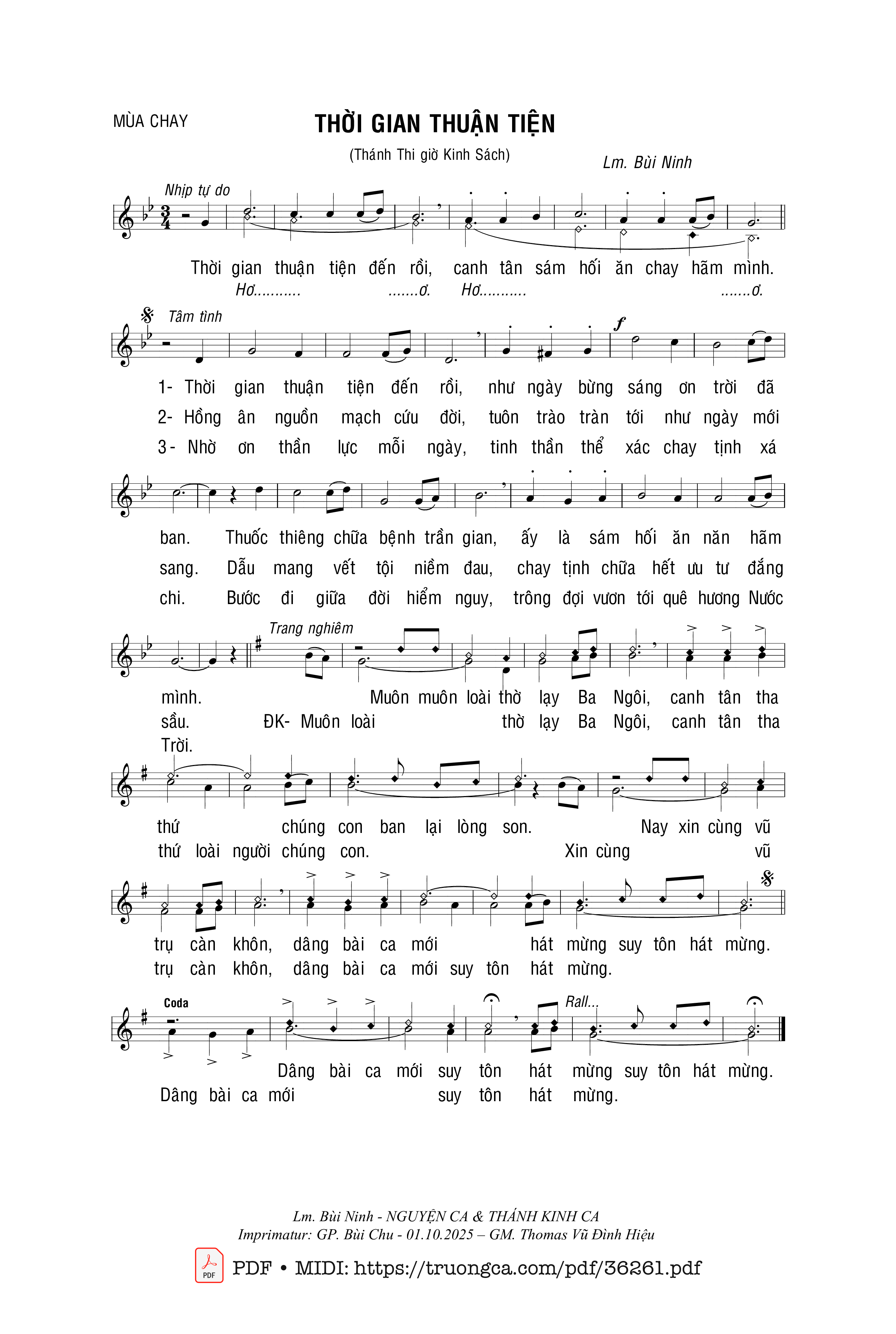 Trang 1 của Sheet nhạc PDF bài hát Thời Gian Thuận Tiện - Bùi Ninh