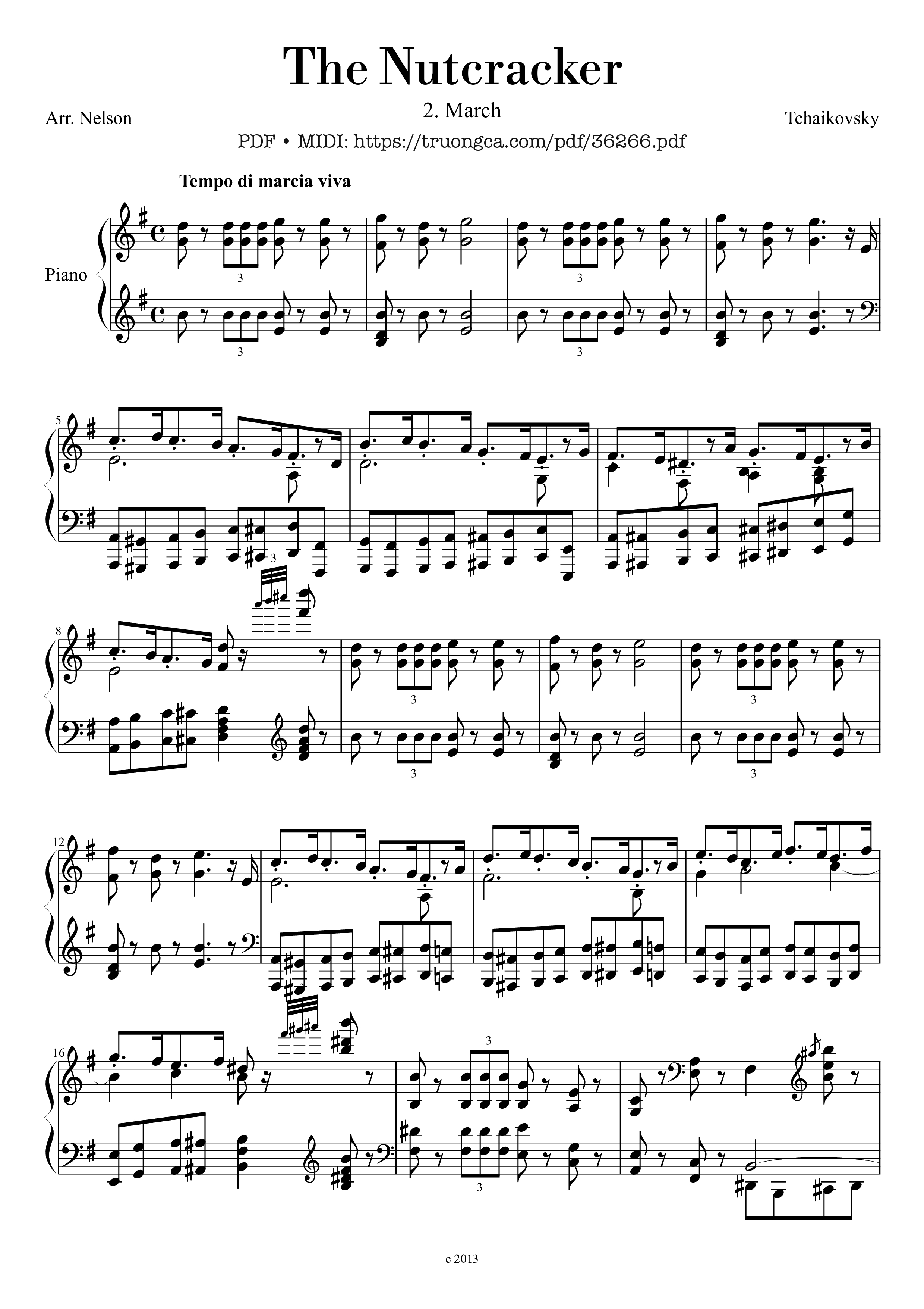 Trang 1 của Sheet nhạc PDF Piano bài hát The Nutcracker March for Piano - Pyotr Ilyich Tchaikovsky