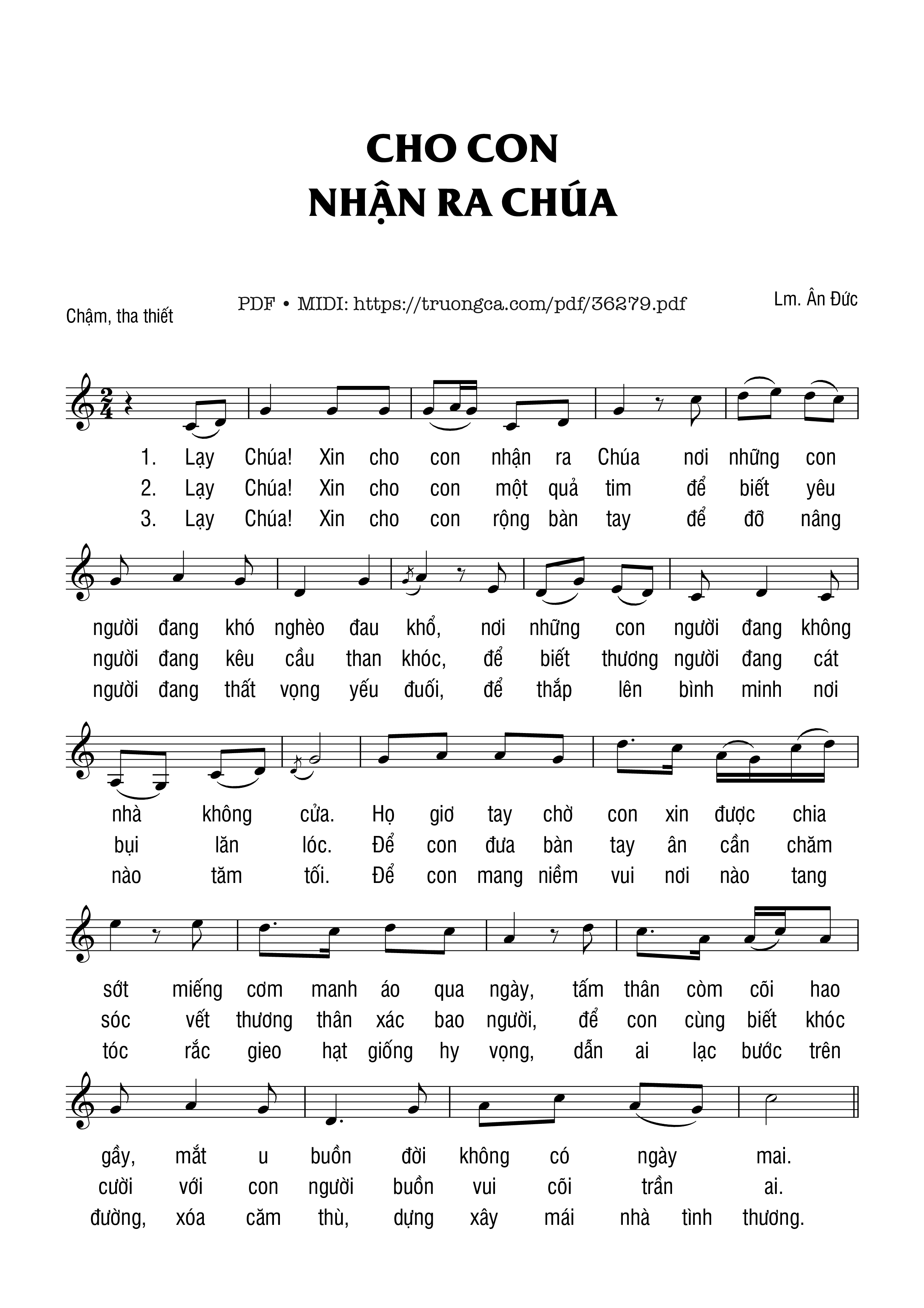 Sheet nhạc Cho Con Nhận Ra Chúa - Ân Đức