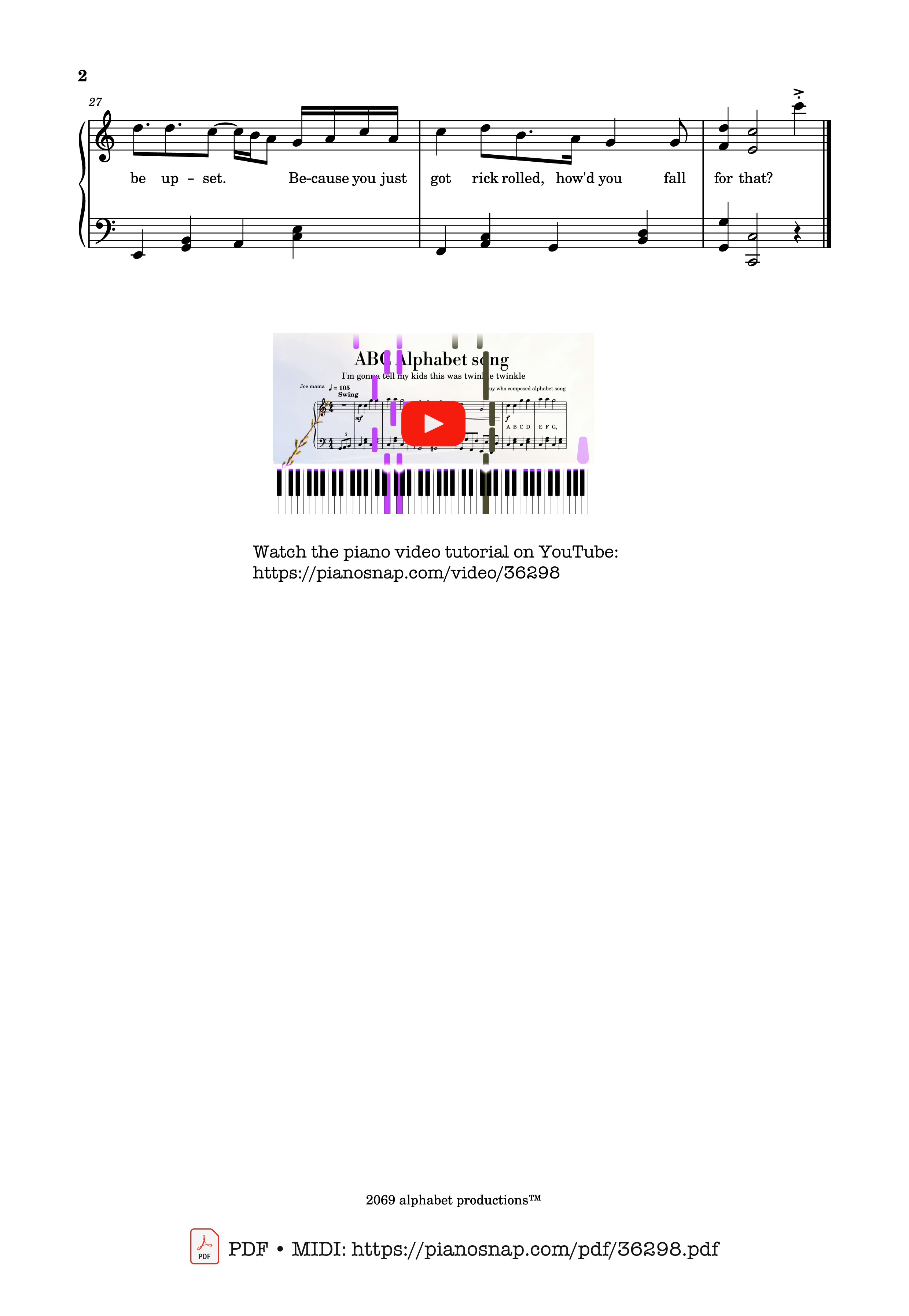Trang 2 của Sheet nhạc PDF Piano bài hát ABC Alphabet song (Twinkle Twinkle) Piano - Traditional