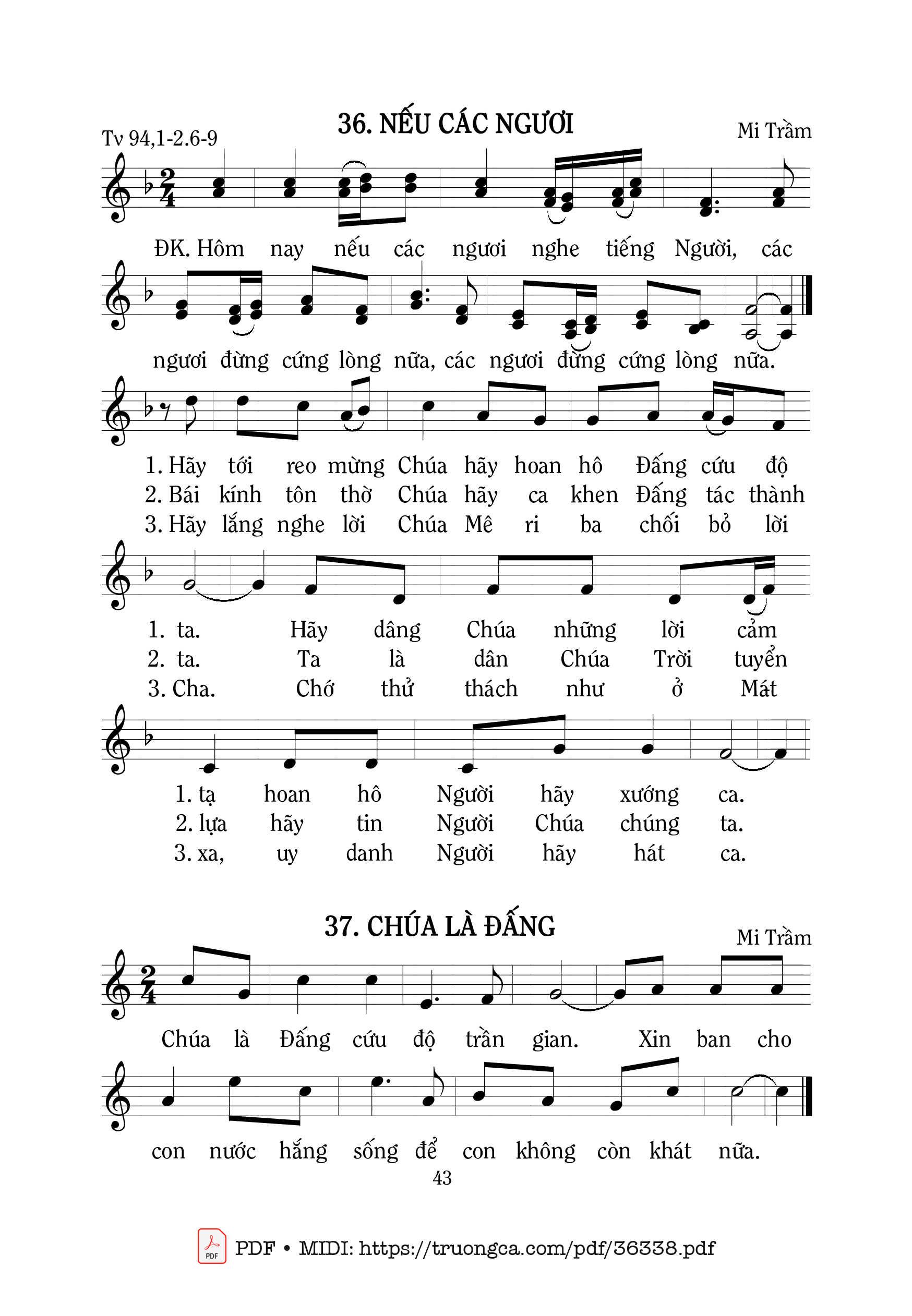 Sheet nhạc Thánh Vịnh 94, Nếu Các Ngươi