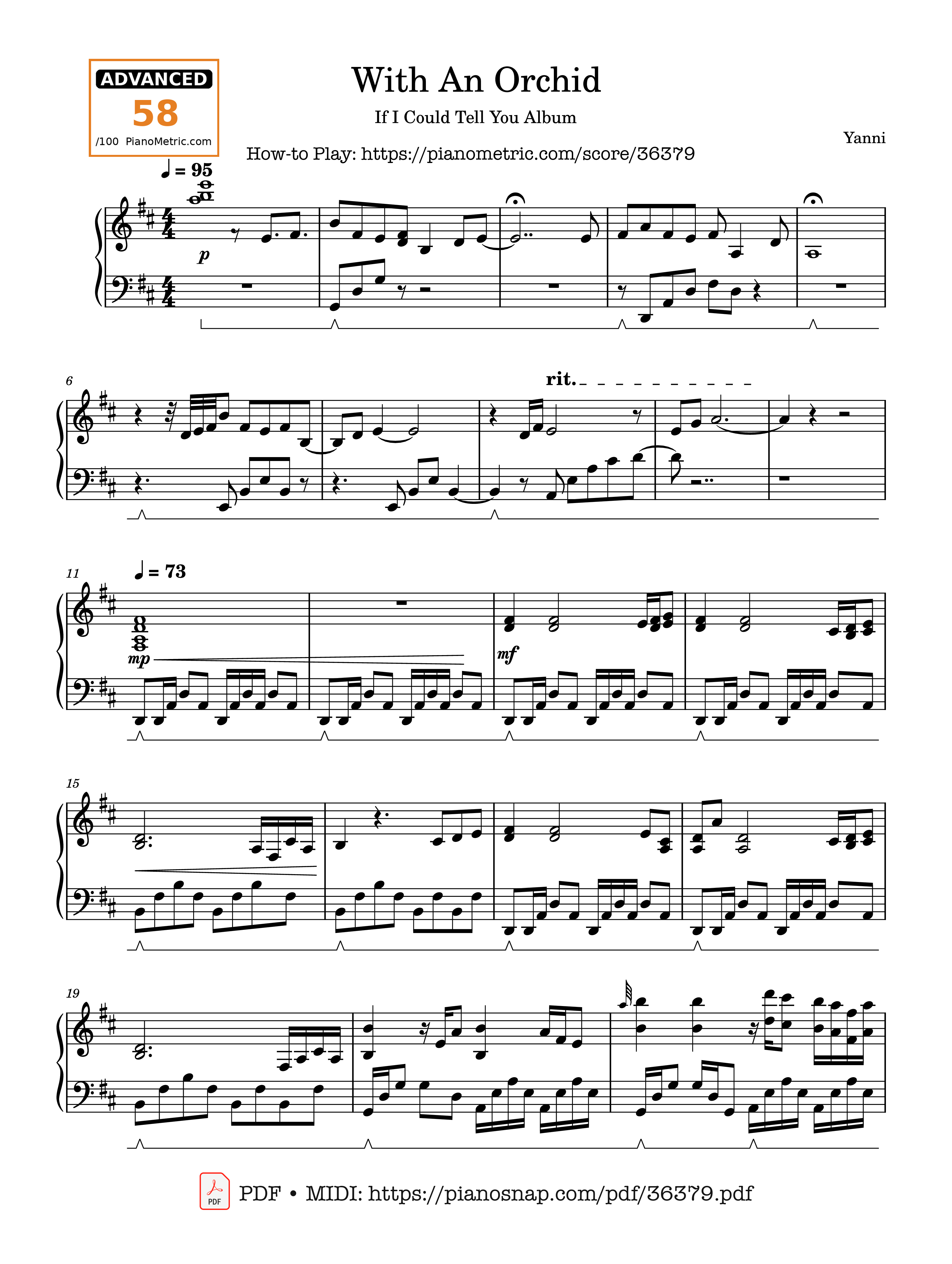 Trang 1 của Sheet nhạc PDF Piano bài hát With An Orchid - Yanni