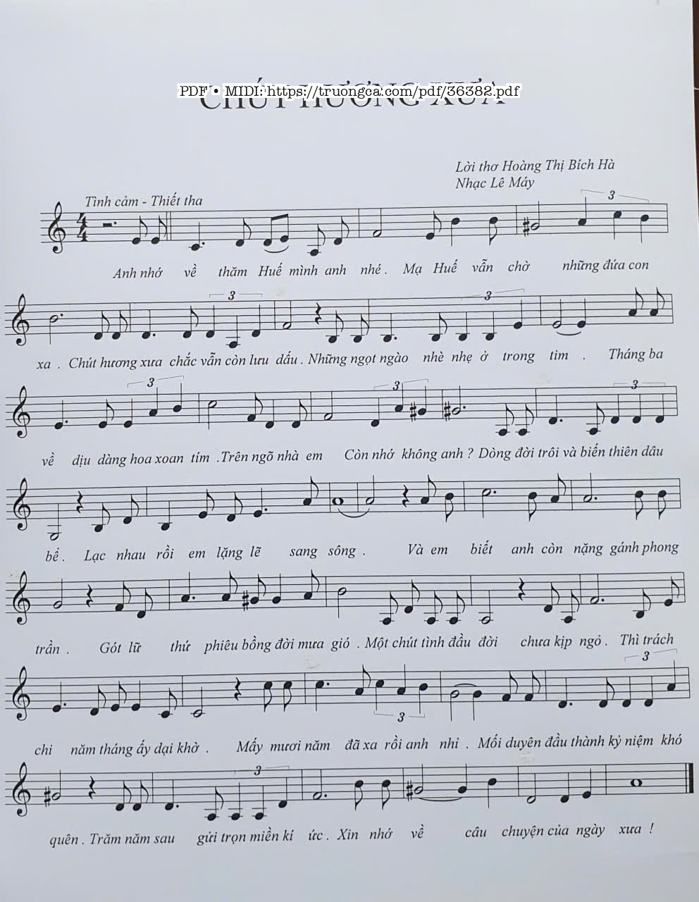 Trang 1 của Sheet nhạc PDF bài hát Chút hương xưa - Lê Mây