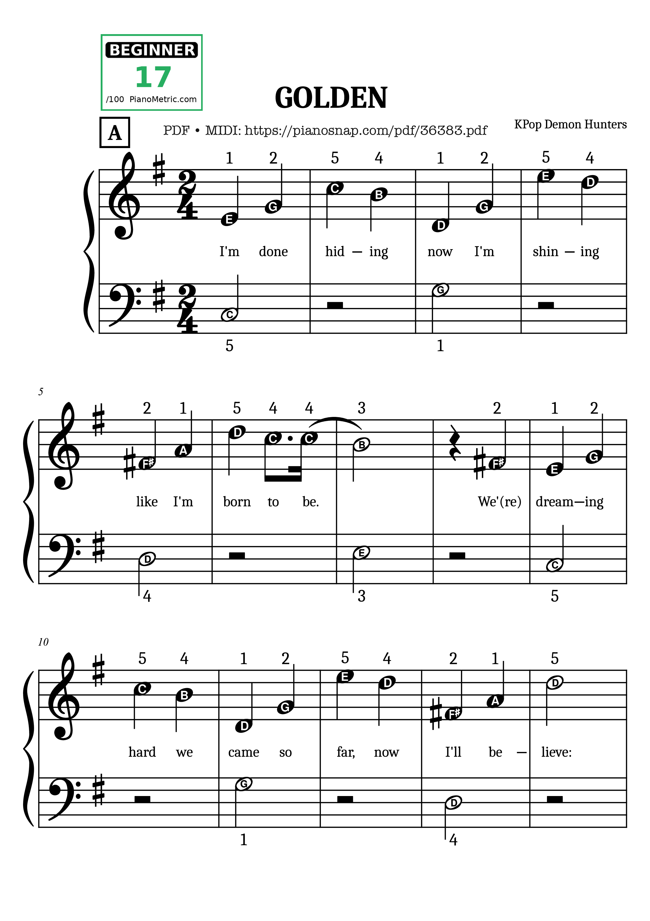 Trang 1 của Sheet nhạc PDF Piano bài hát Golden (KPop Demon Hunters) Simplified Piano - KPop Demon Hunters