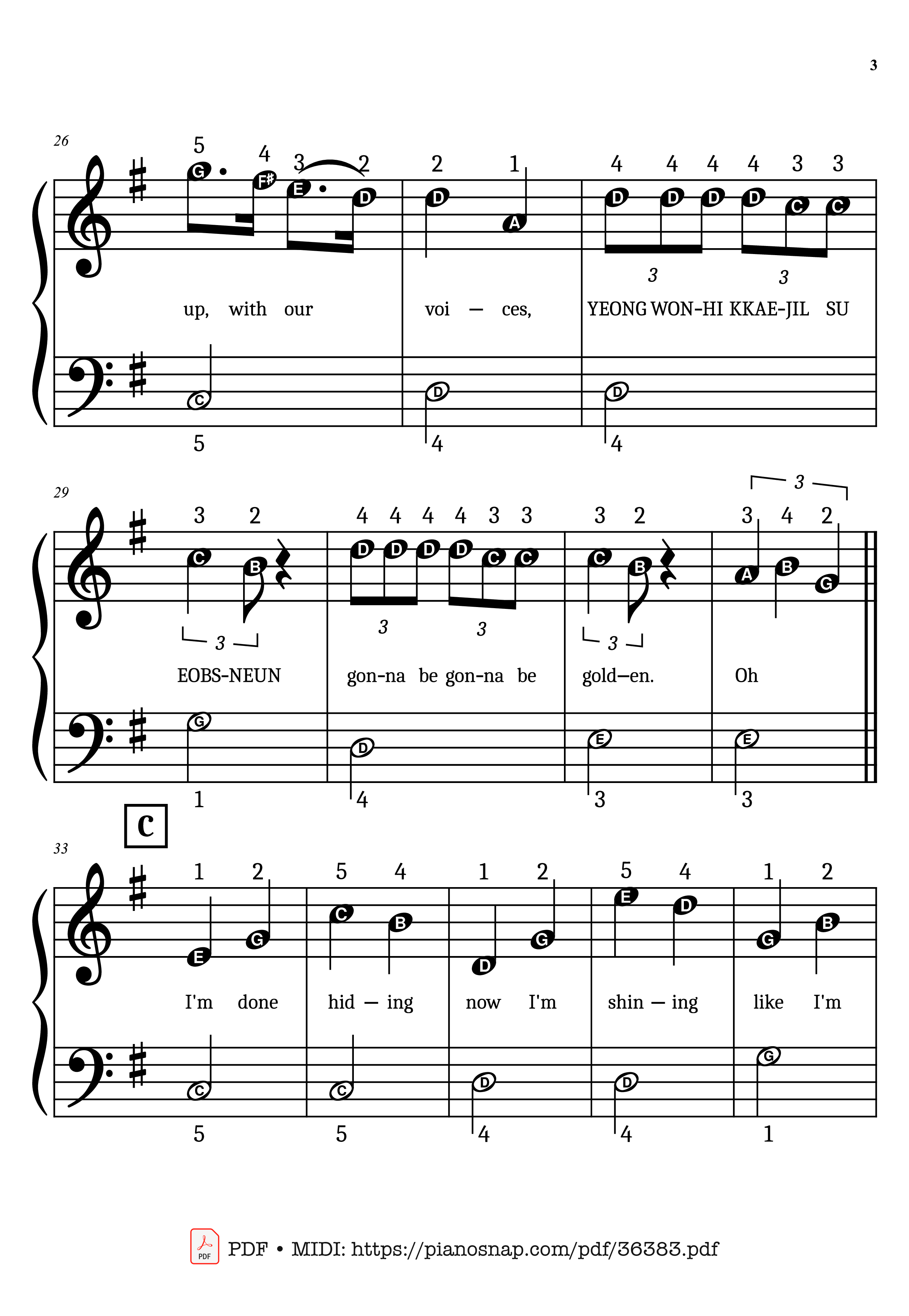 Trang 3 của Sheet nhạc PDF Piano bài hát Golden (KPop Demon Hunters) Simplified Piano - KPop Demon Hunters