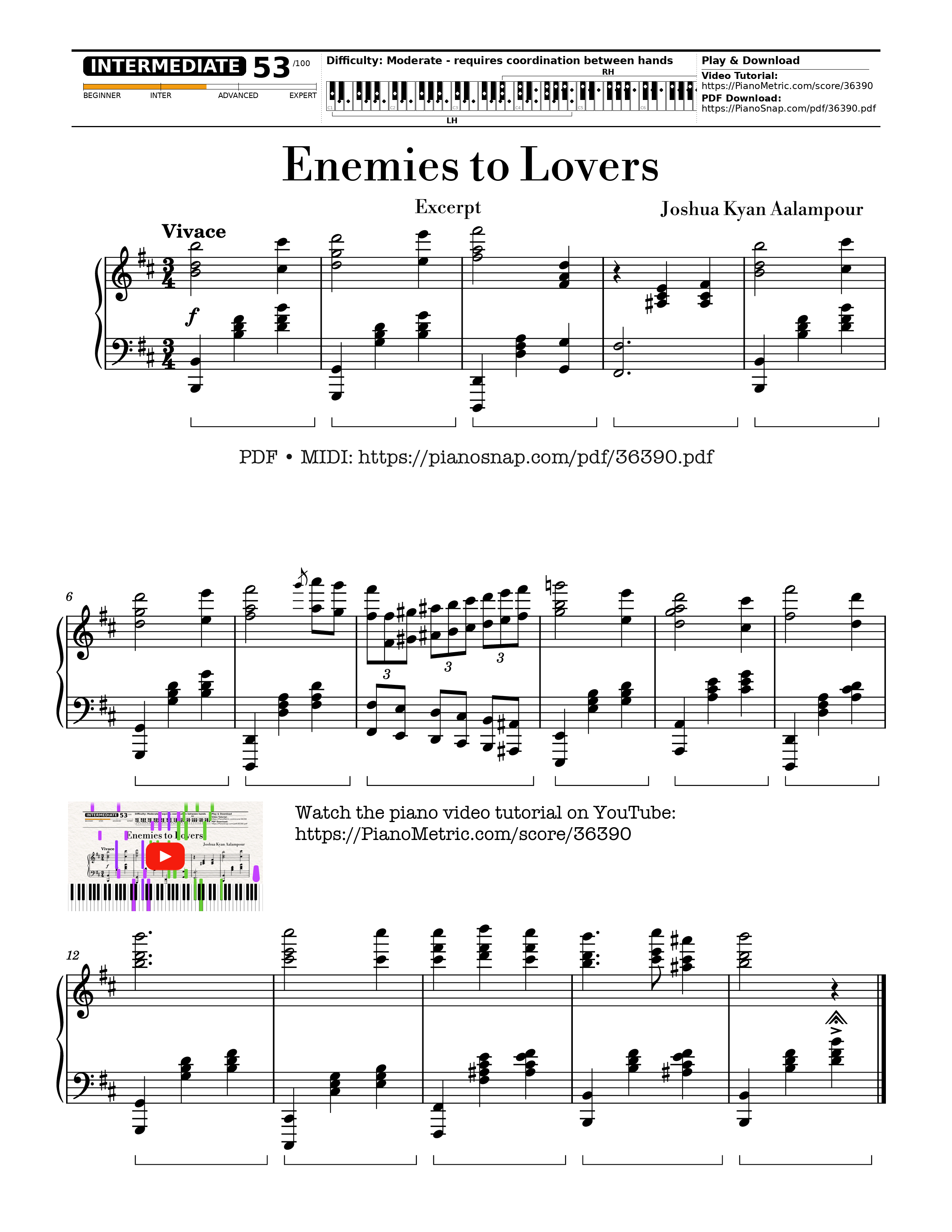 Sheet nhạc Enemies to Lovers Excerpt Piano