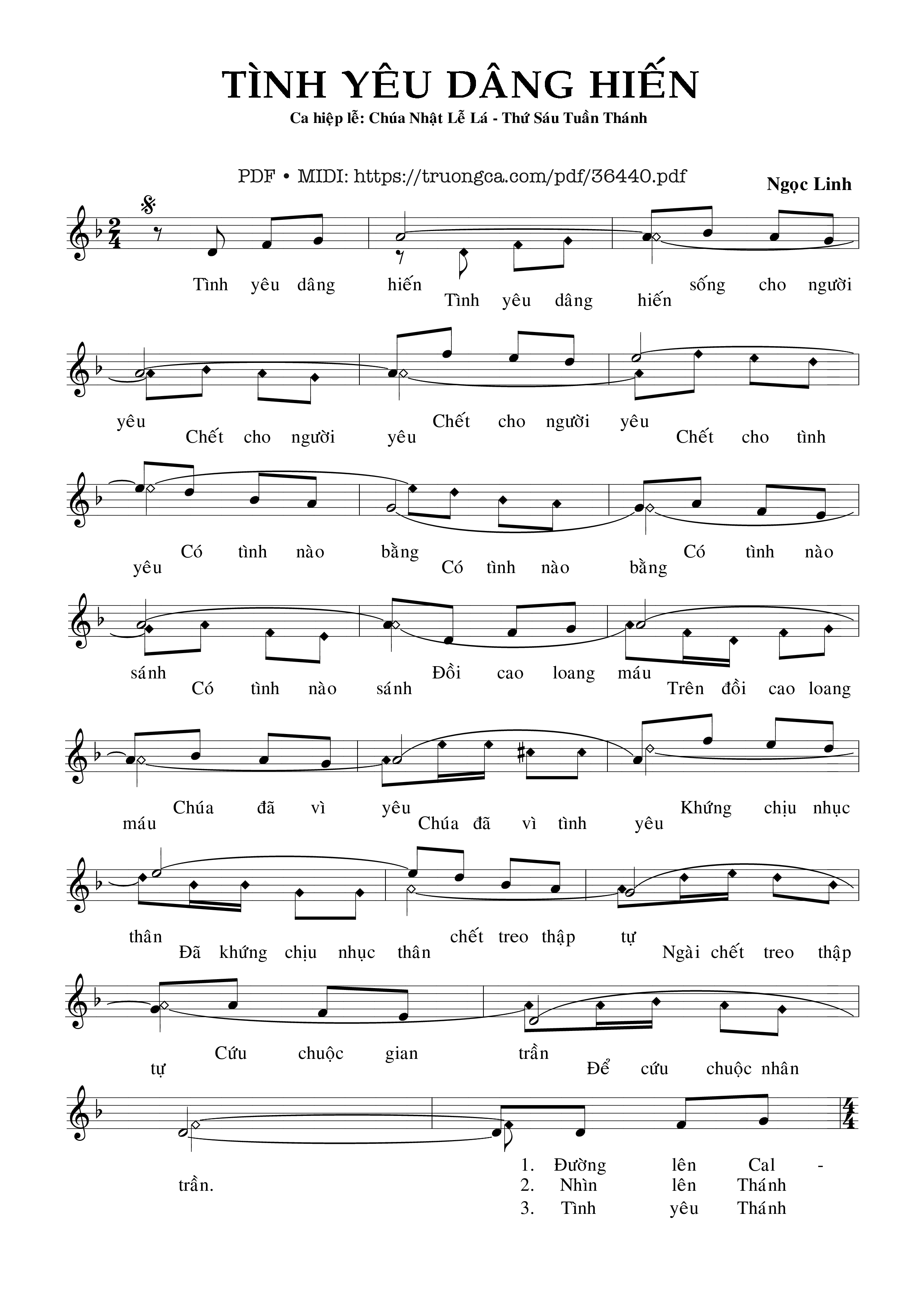 Trang 1 của Sheet nhạc PDF bài hát Tình Yêu Dâng Hiến - Ngọc Linh