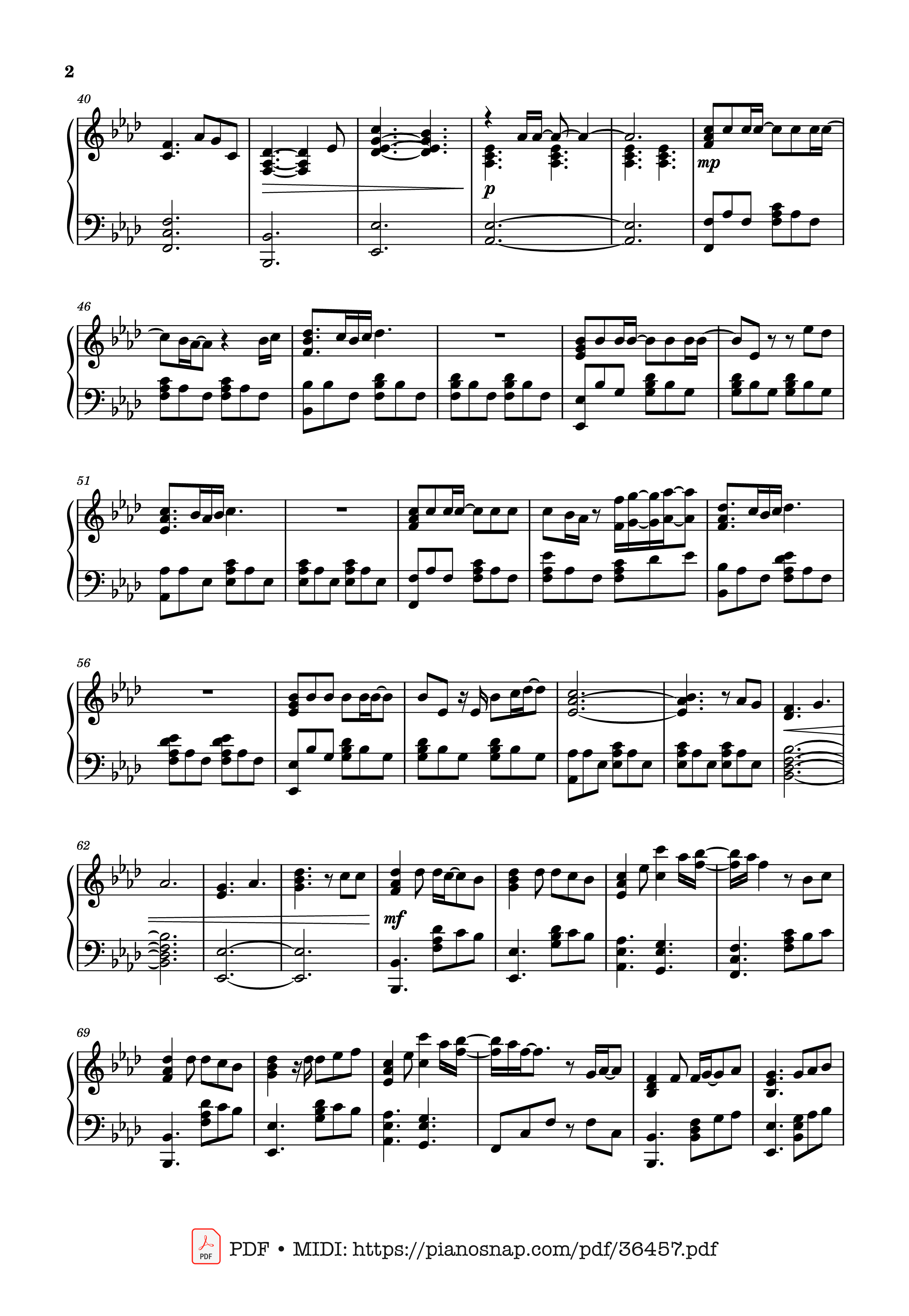Trang 2 của Sheet nhạc PDF Piano bài hát Glimpse of Us Piano - Joji