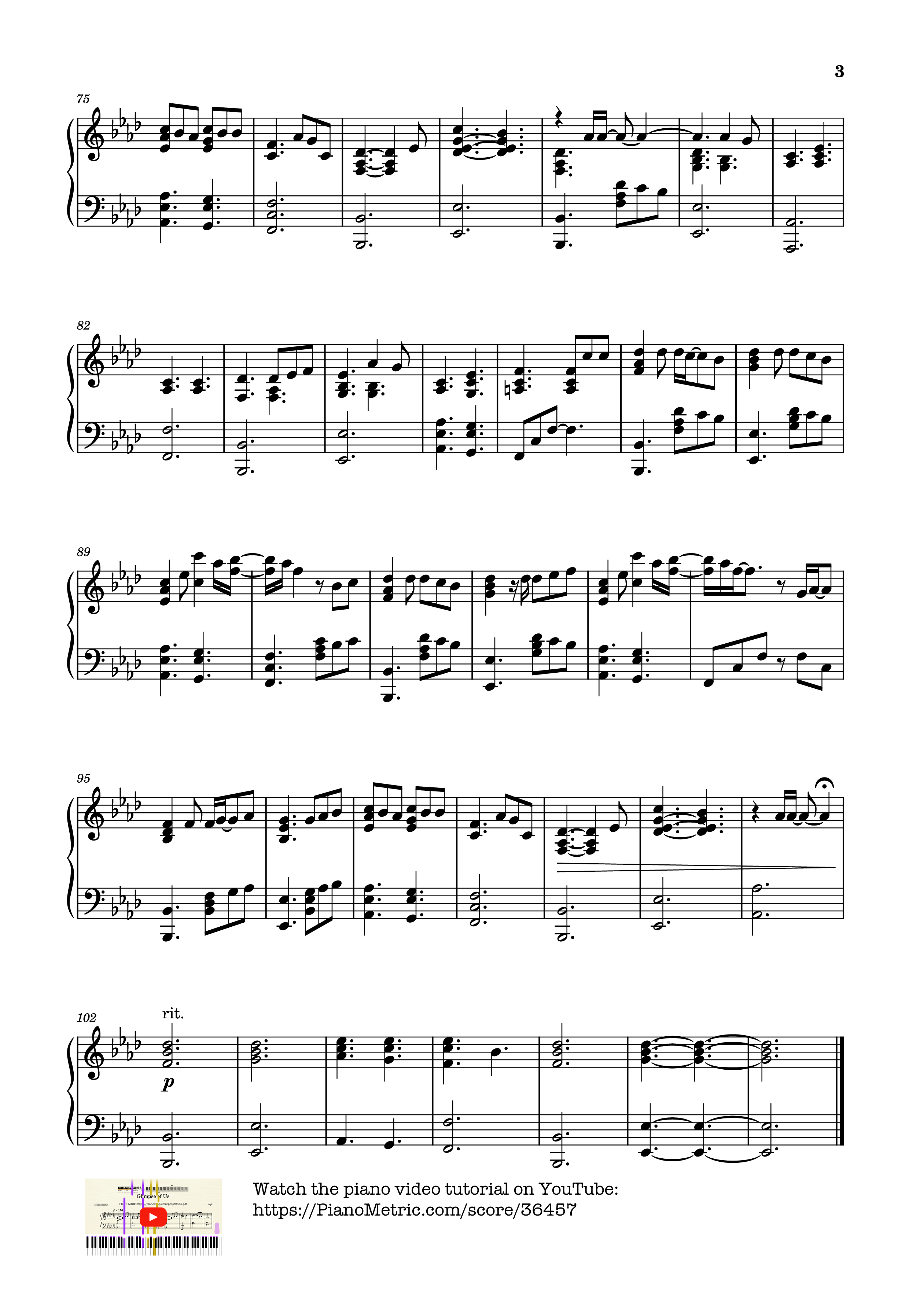 Trang 3 của Sheet nhạc PDF Piano bài hát Glimpse of Us Piano - Joji