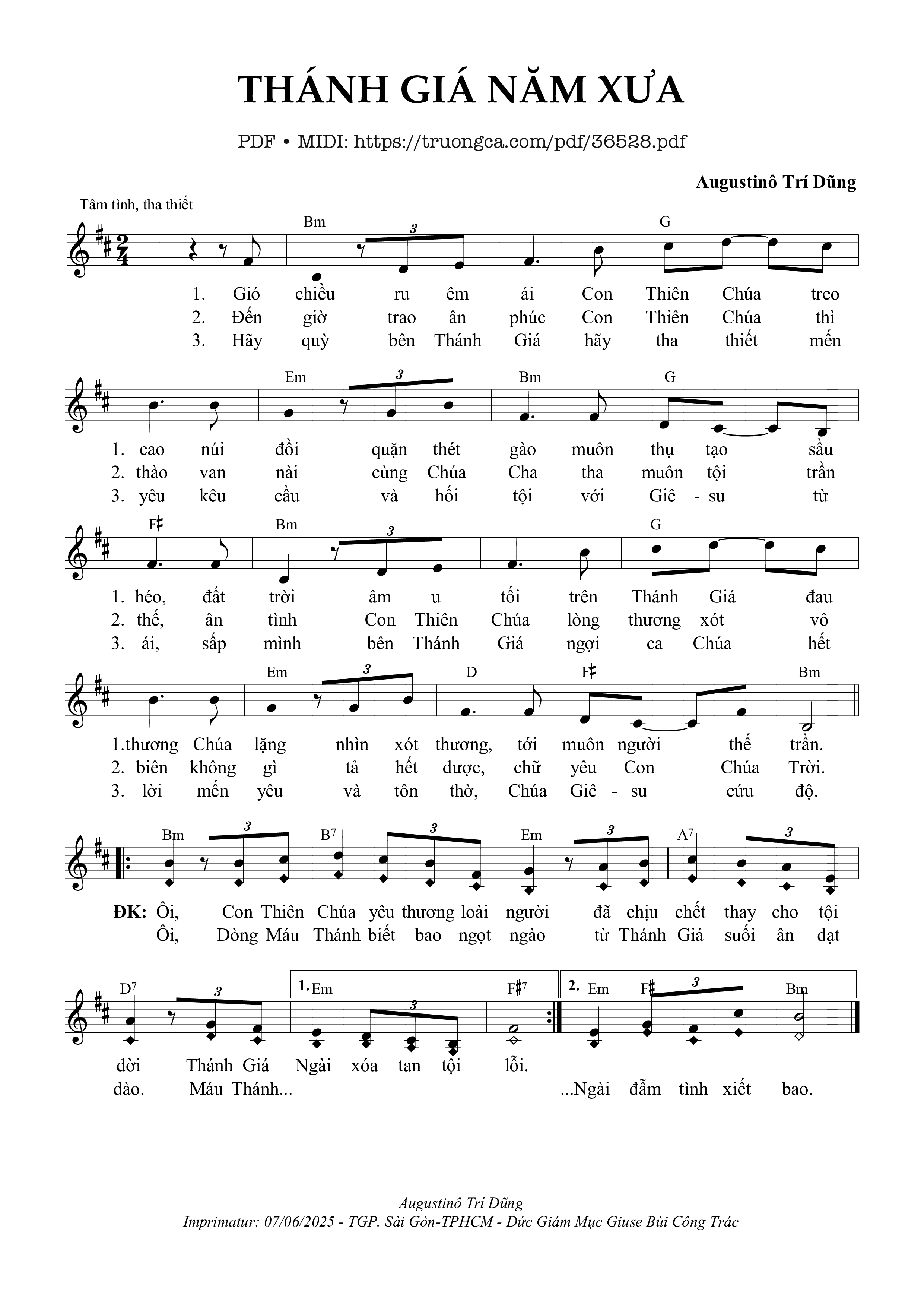 Trang 1 của Sheet nhạc PDF bài hát Thánh Giá Năm Xưa - Augustino Trí Dũng