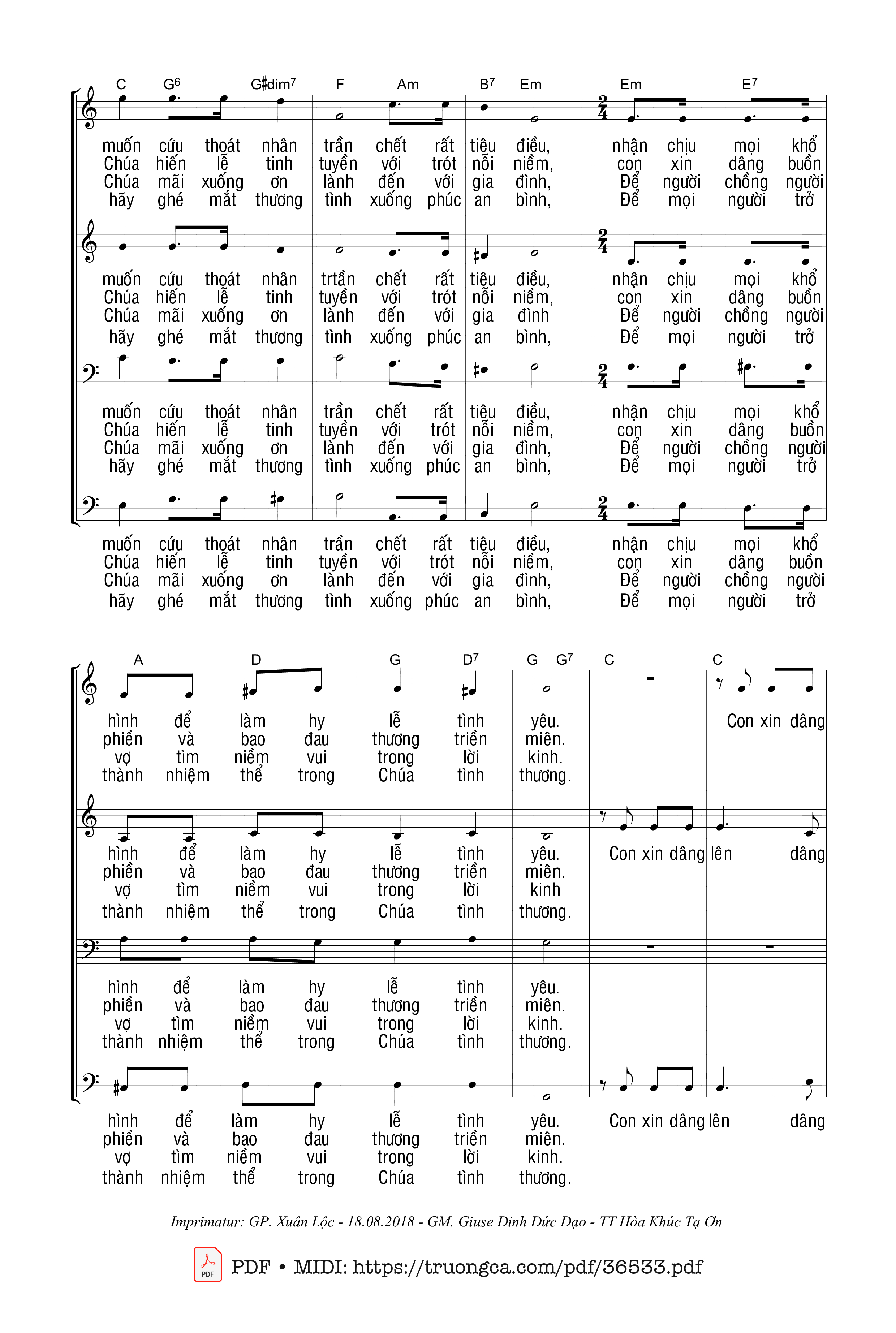 Trang 2 của Sheet nhạc PDF bài hát Hy Lễ Tình Yêu - Thế Thông