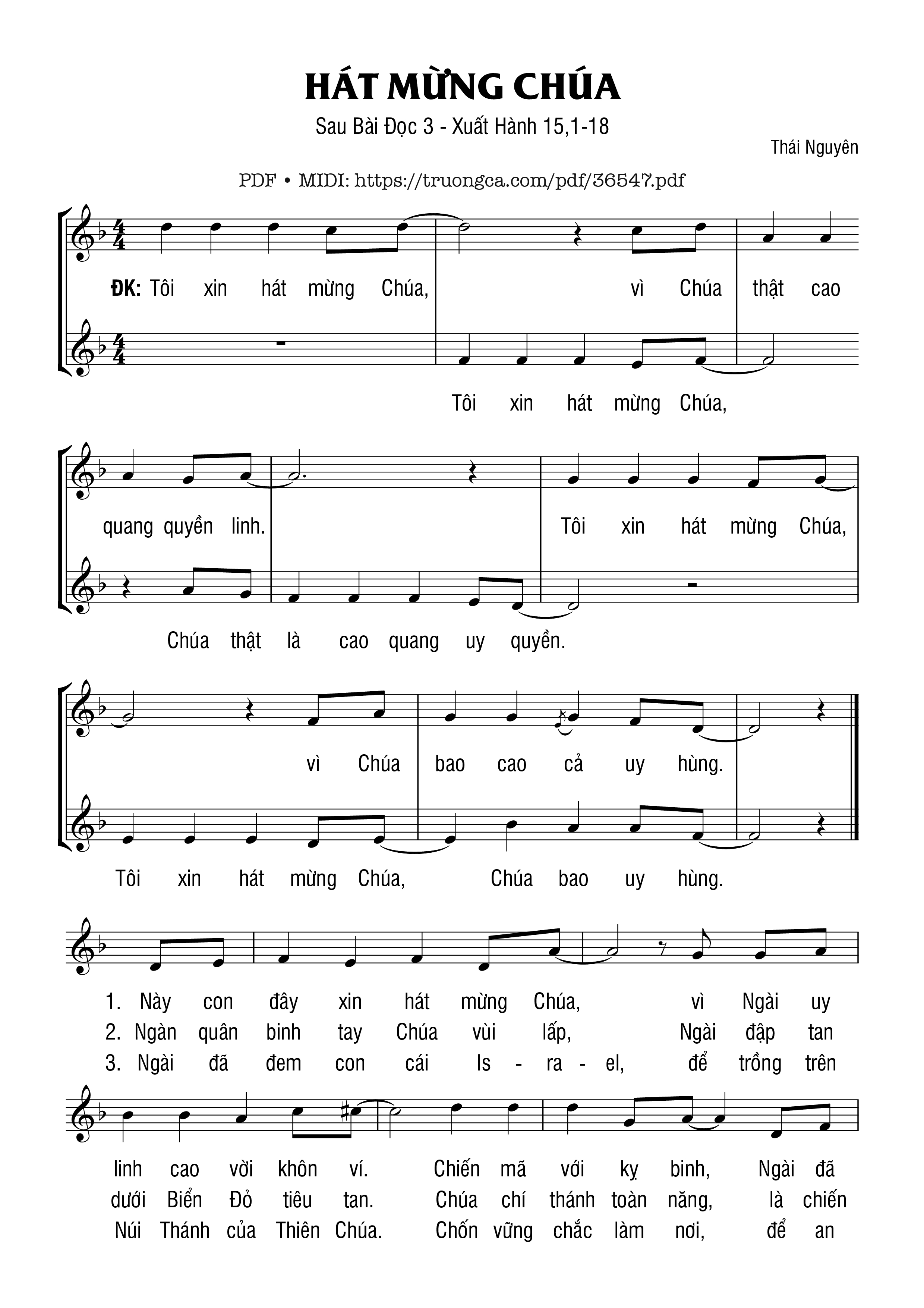 Sheet nhạc Hát Mừng Chúa - Bài Đọc 3 (Xh. 15)