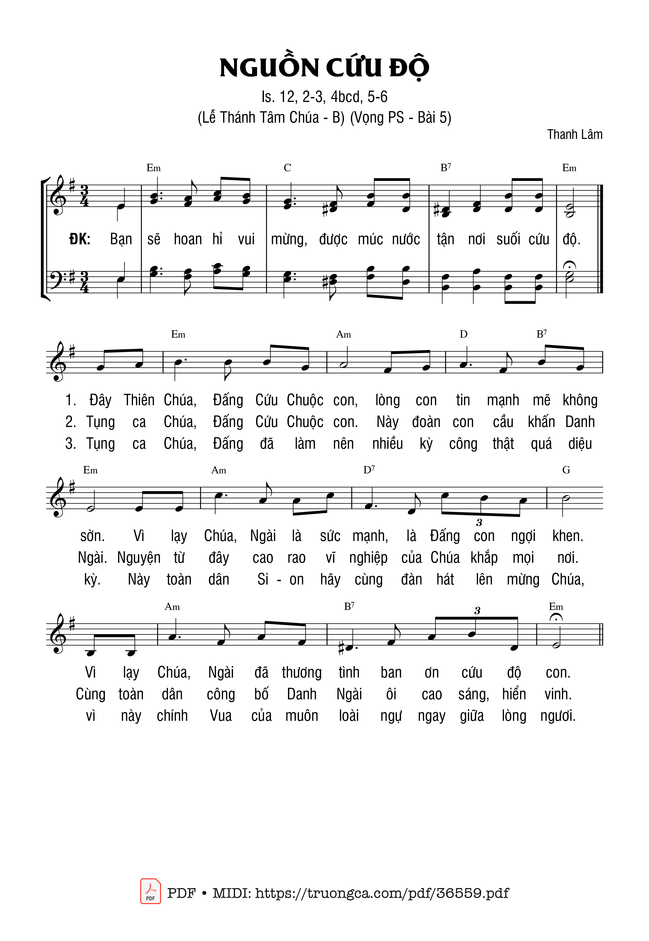 Sheet nhạc Nguồn Cứu Độ - Thanh Lâm