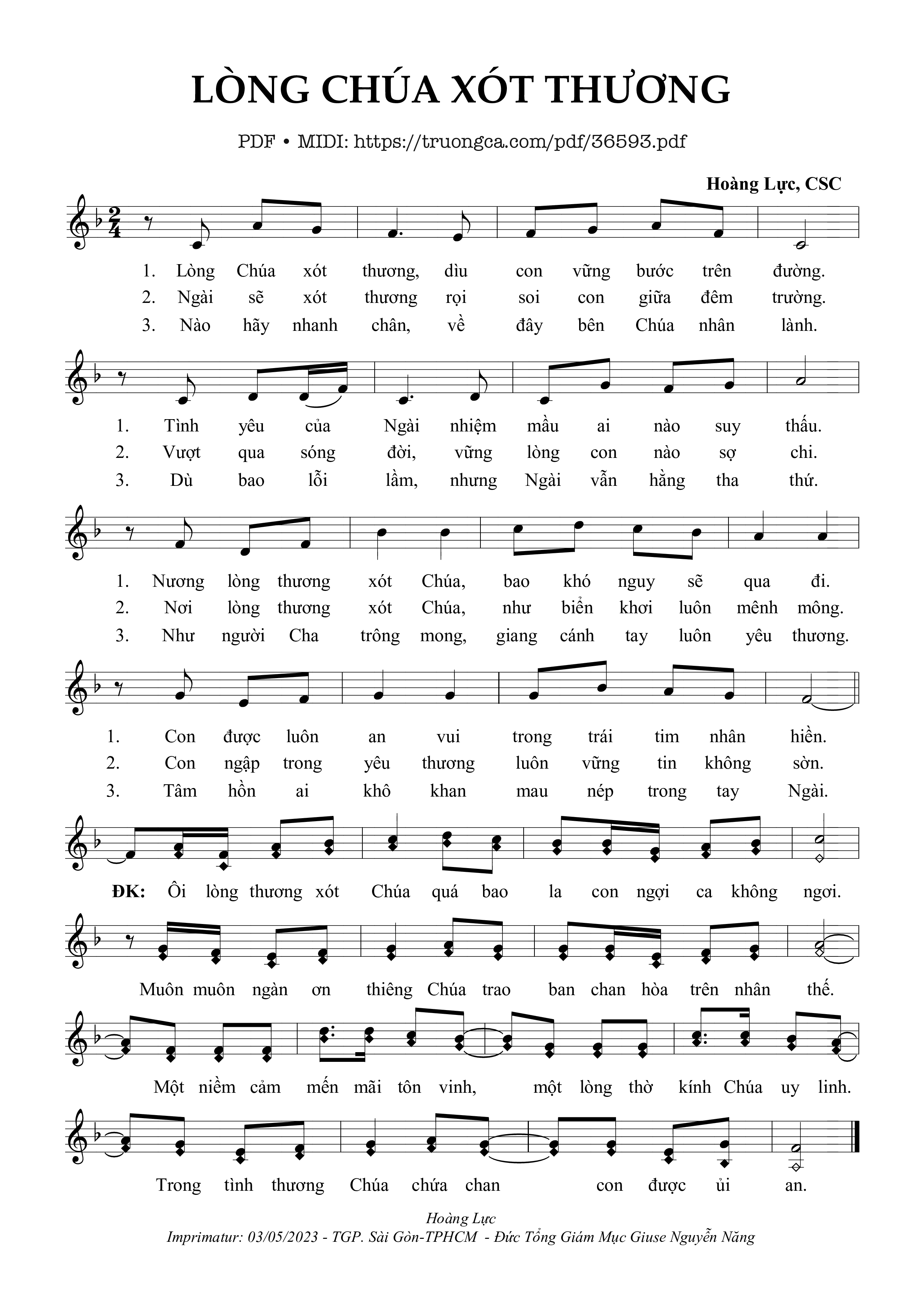 Sheet nhạc Lòng Chúa Xót Thương