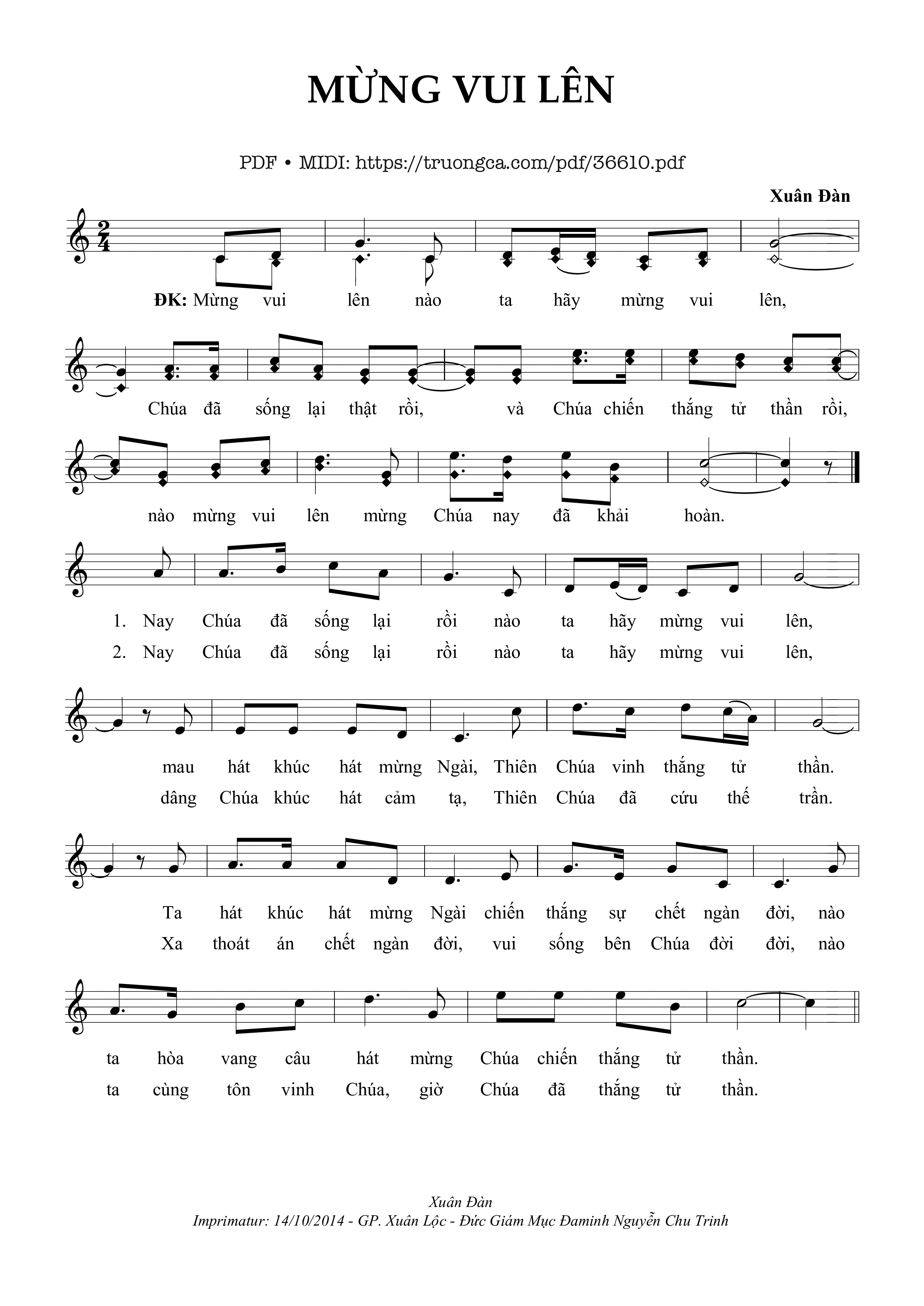 Trang 1 của Sheet nhạc PDF bài hát Mừng Vui Lên - Xuân Đàn