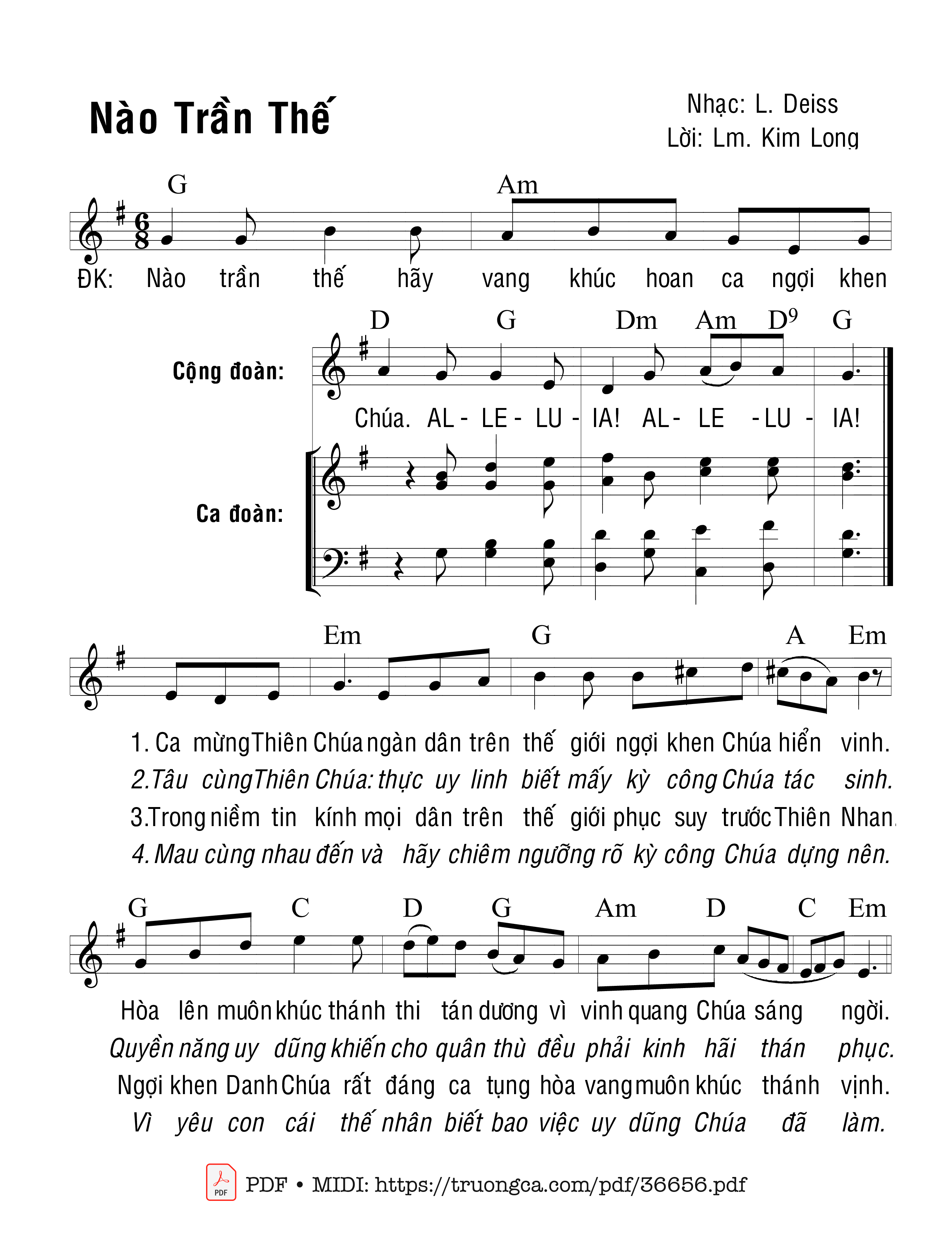 Trang 1 của Sheet nhạc PDF bài hát Nào Trần Thế - Kim Long