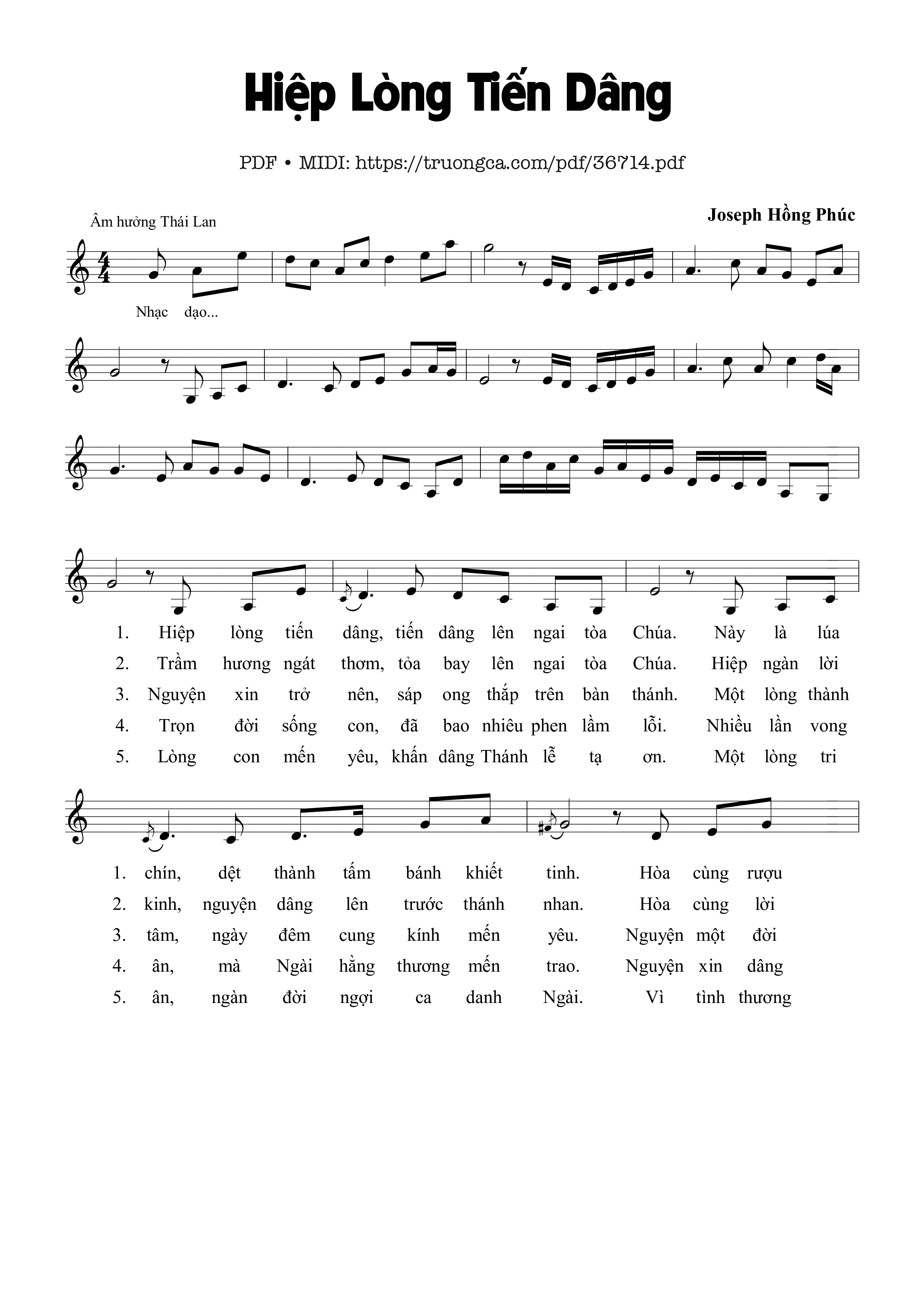Trang 1 của Sheet nhạc PDF bài hát Hiệp Lòng Tiến Dâng - Joshep Hồng Phúc