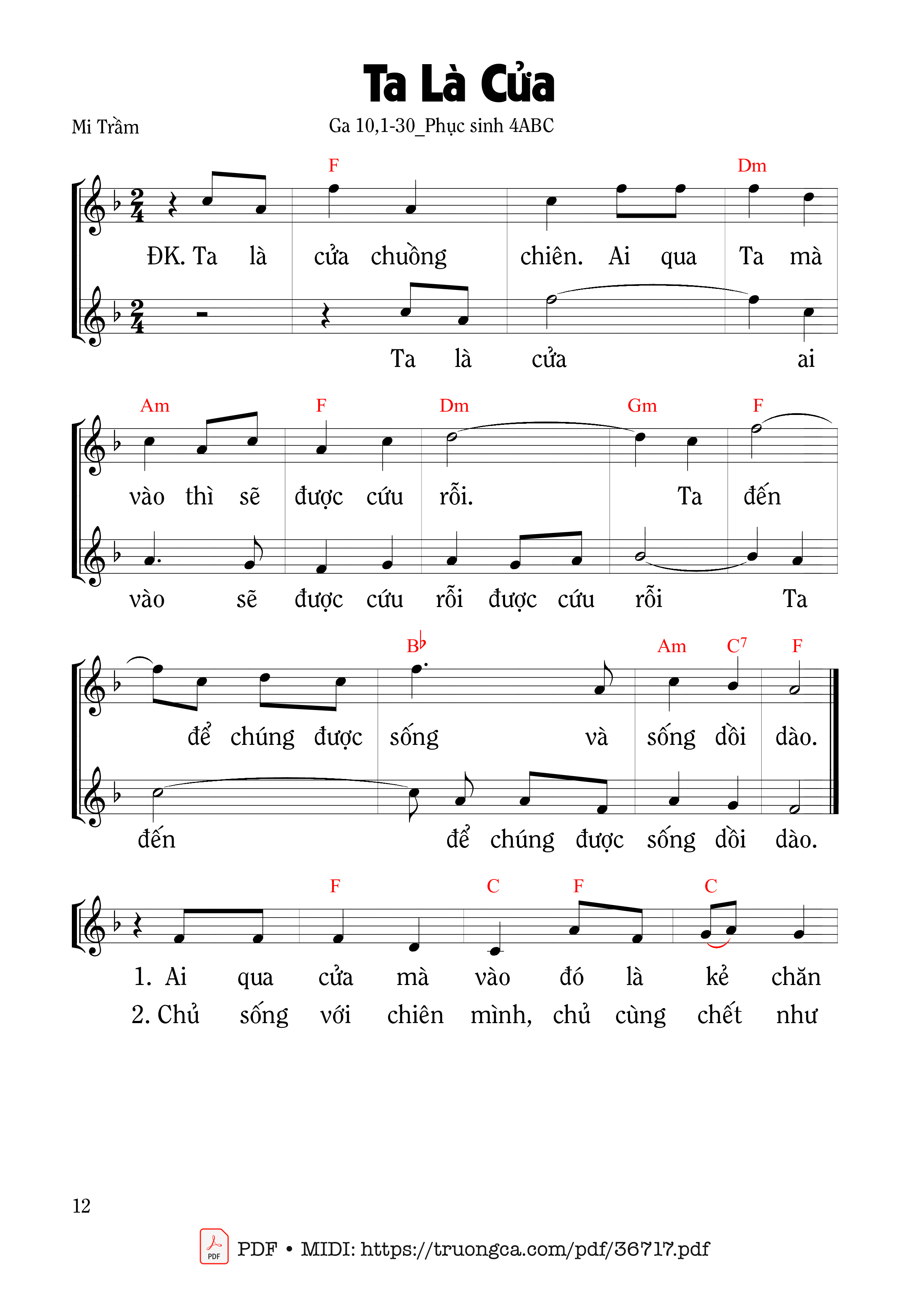 Ta là cửa chuồng chiên ai qua Ta mà vào thì sẽ được cứu rỗi, Trang 2