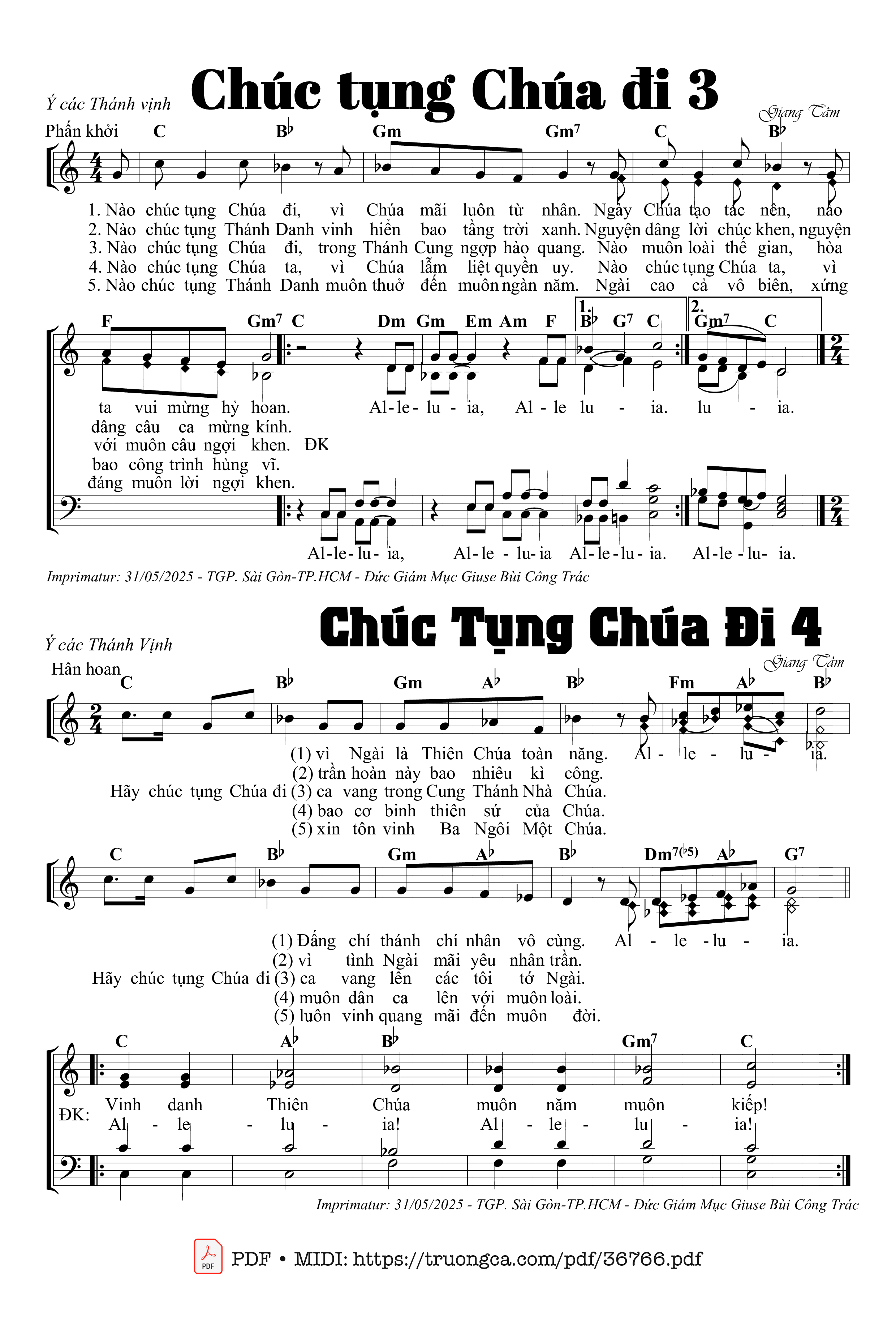 Sheet nhạc Chúc Tụng Chúa Đi 4 - Giang Tâm