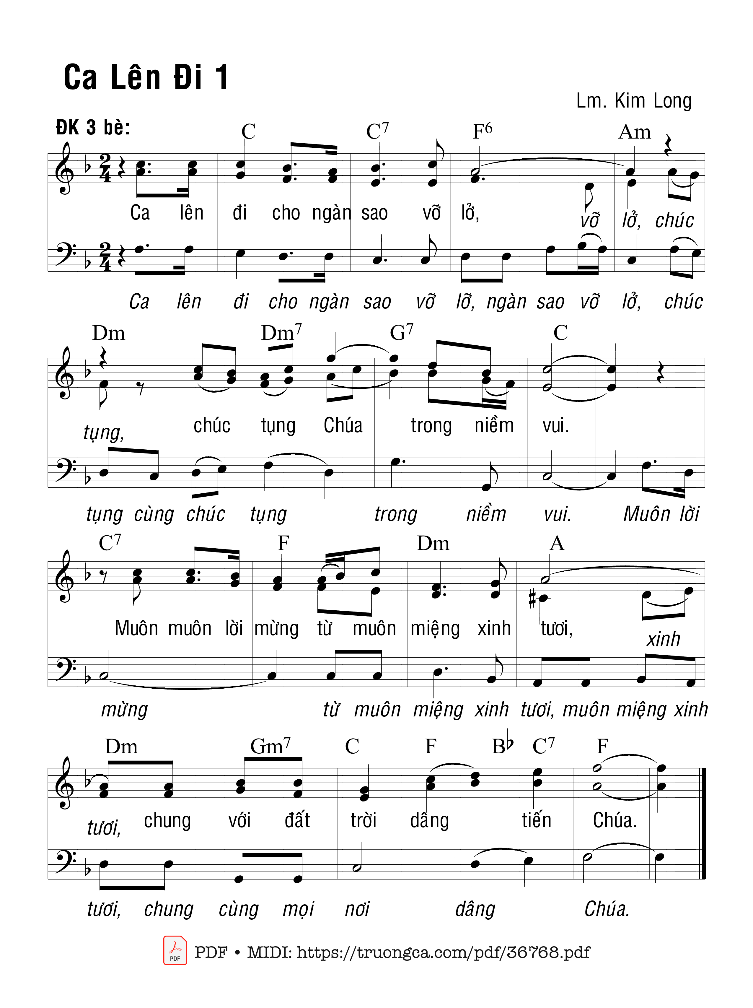 Sheet nhạc Ca Lên Đi 1 - Kim Long