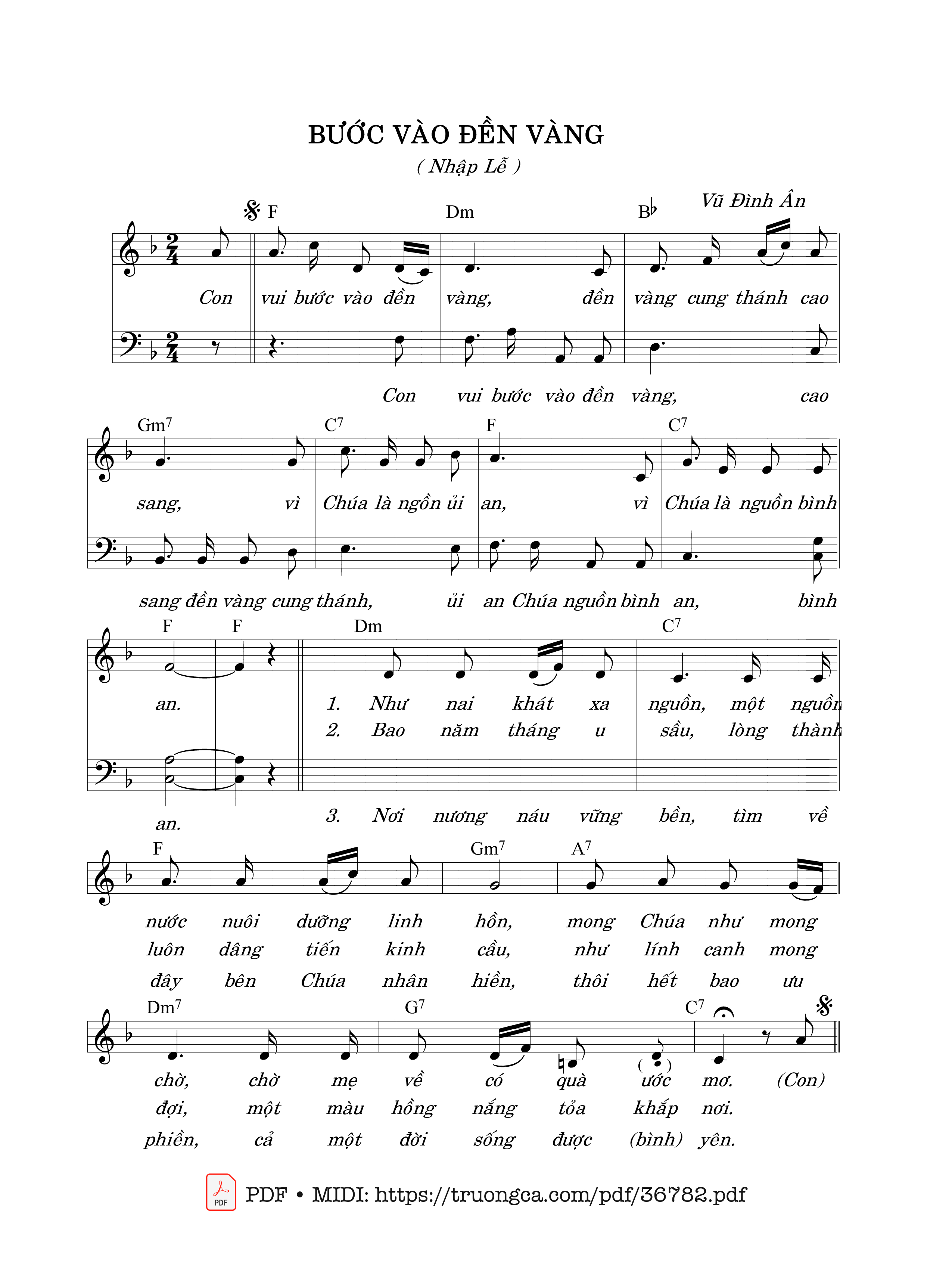 Trang 1 của Sheet nhạc PDF bài hát Bước Vào Đền Vàng - Vũ Đình Ân