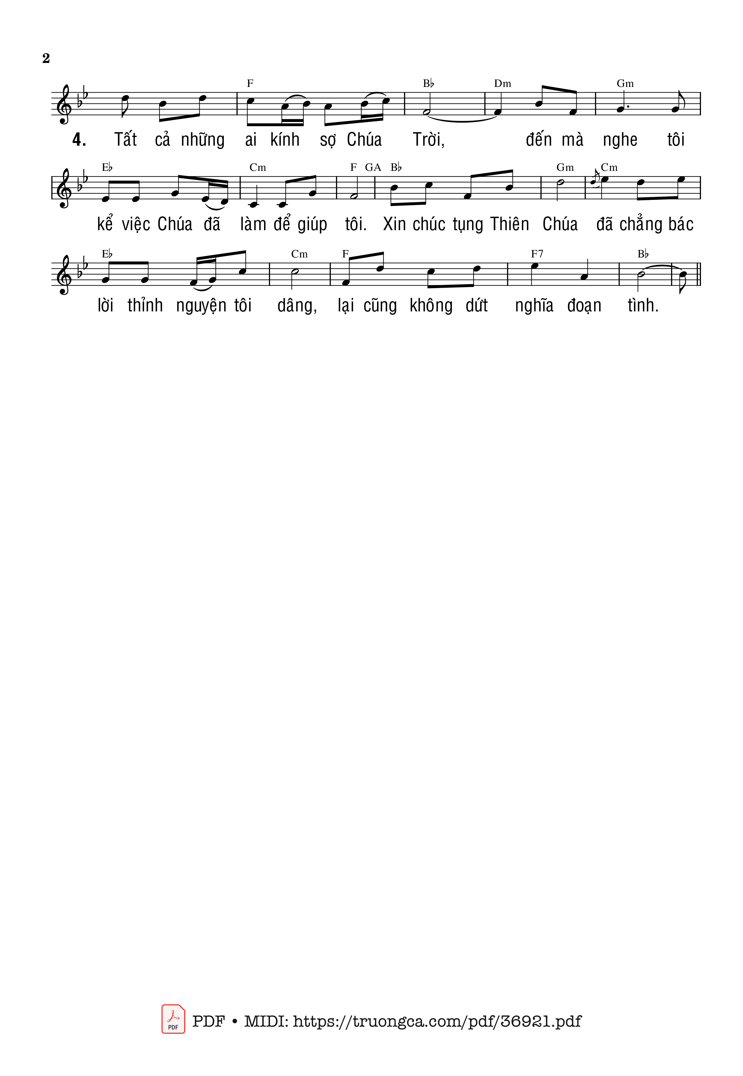 Trang 2 của Sheet nhạc PDF bài hát Thánh Vịnh 65, Cả Trái Đất Hãy Tung Hô - Phùng Minh Mẫn