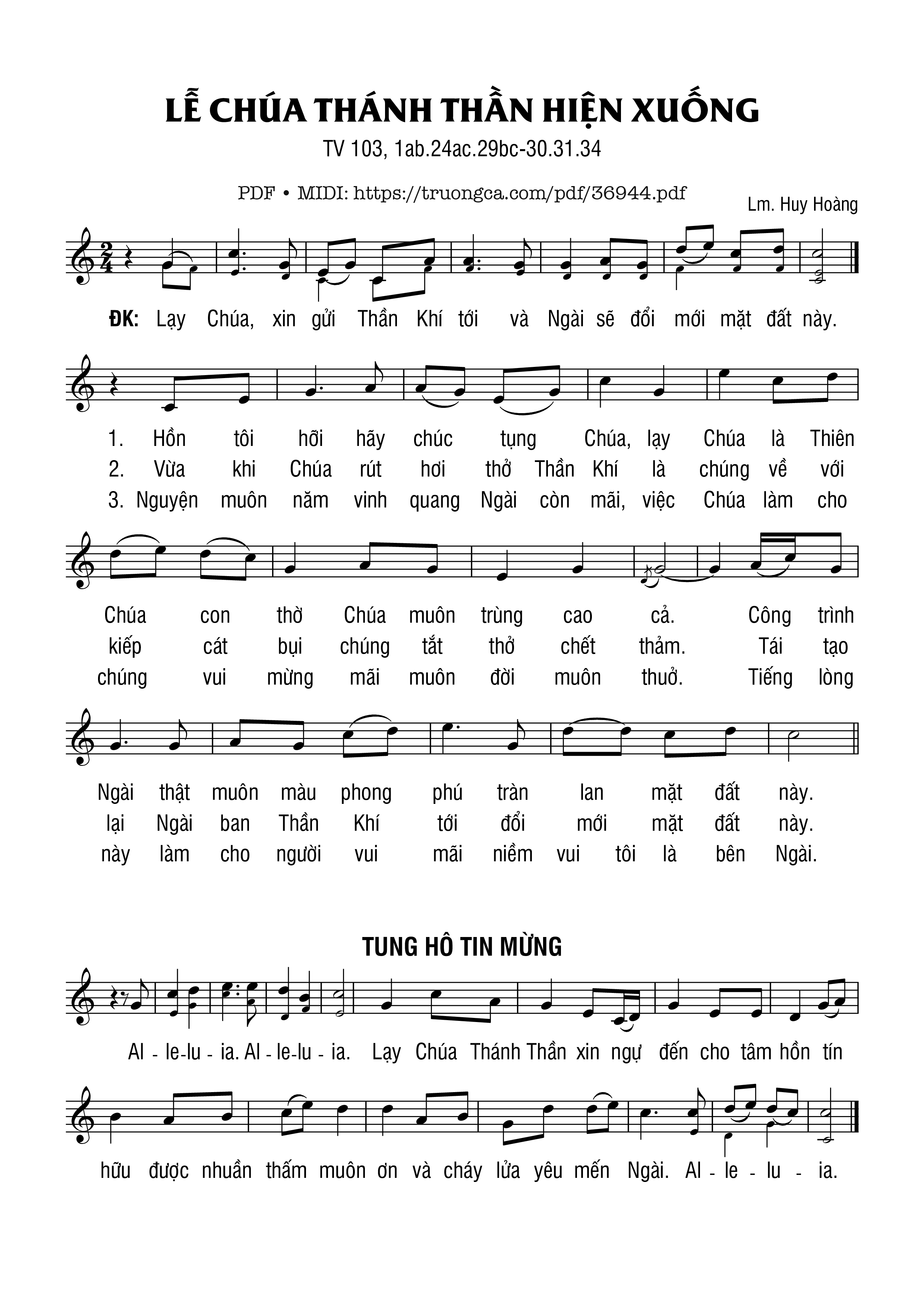 Trang 1 của Sheet nhạc PDF bài hát Thánh Vịnh 103, Lễ Chúa Thánh Thần Hiện Xuống - Huy Hoàng