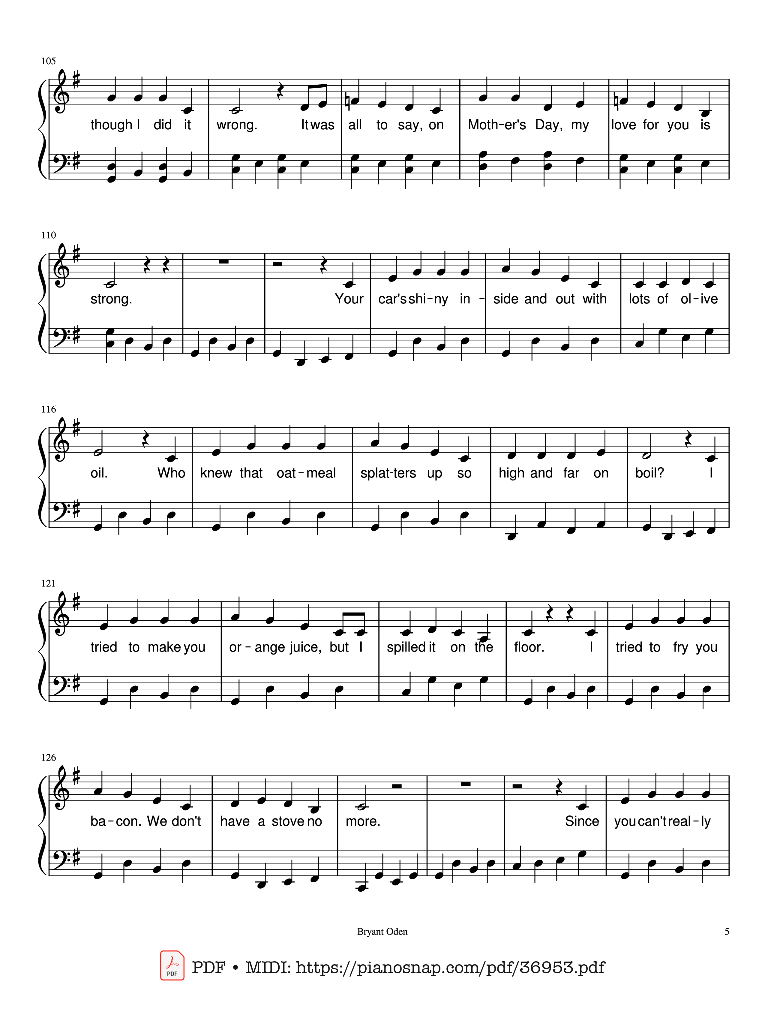 Trang 5 của Sheet nhạc PDF Piano bài hát The Mother