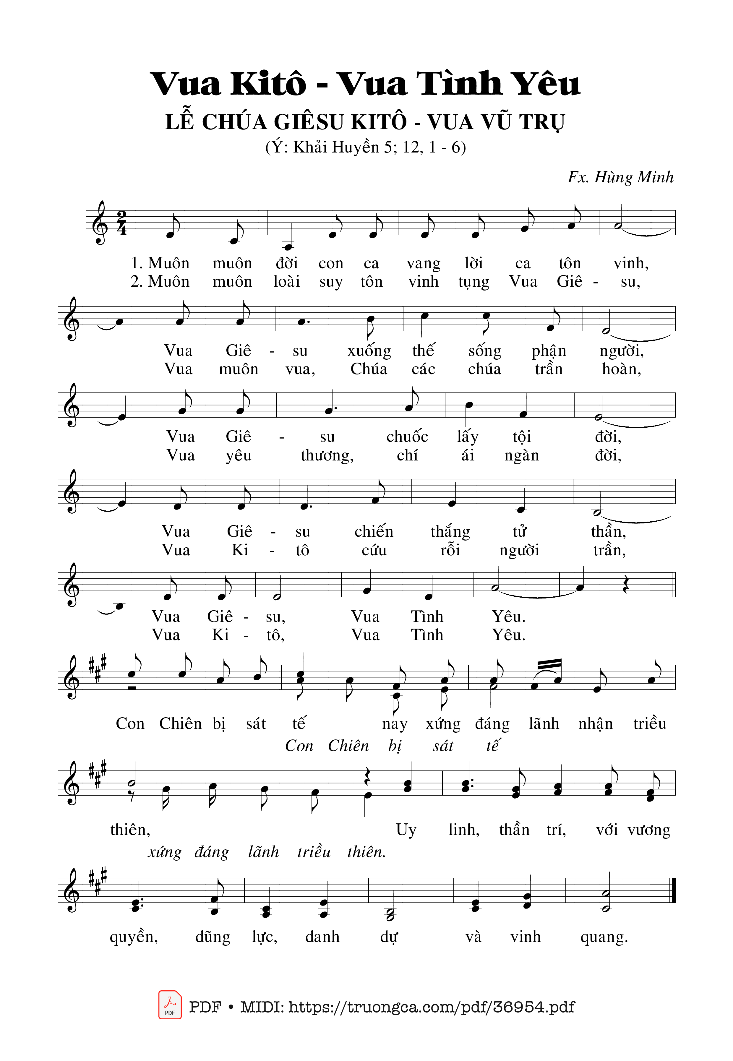 Trang 1 của Sheet nhạc PDF bài hát Ca Nhập Lễ 34 Thường Niên (Kh. 5) - Trần Hùng Minh