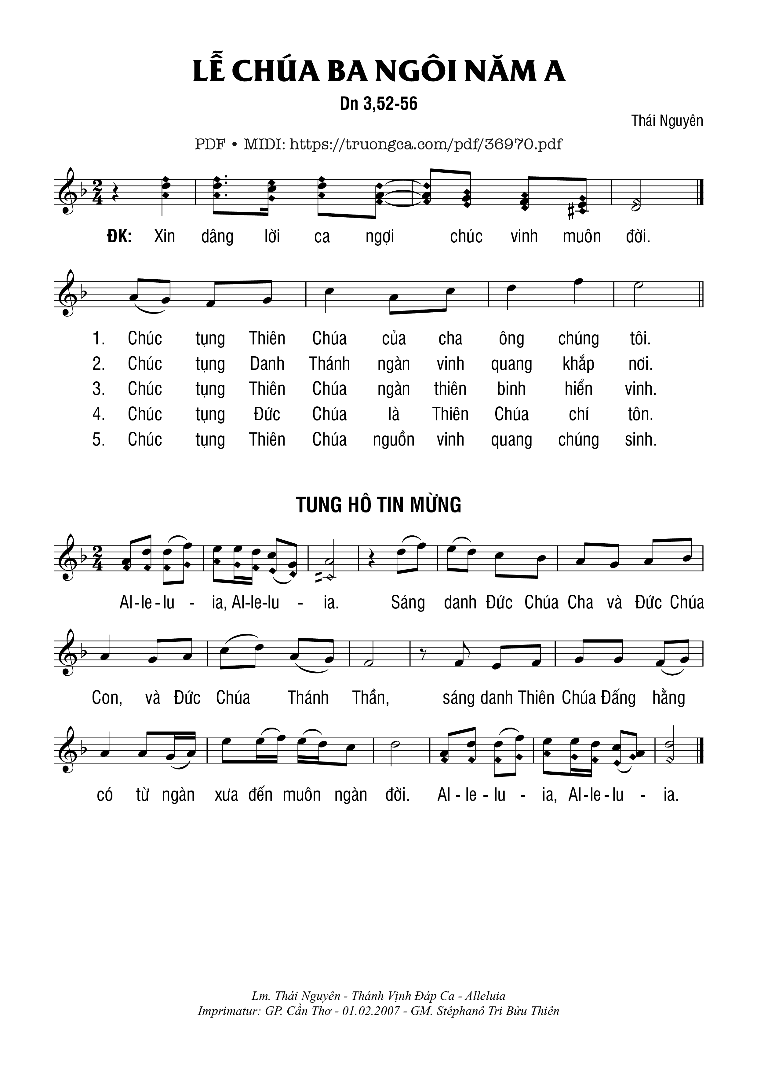 Trang 1 của Sheet nhạc PDF bài hát Lễ Chúa Ba Ngôi Năm A (Dn. 3) - Thái Nguyên