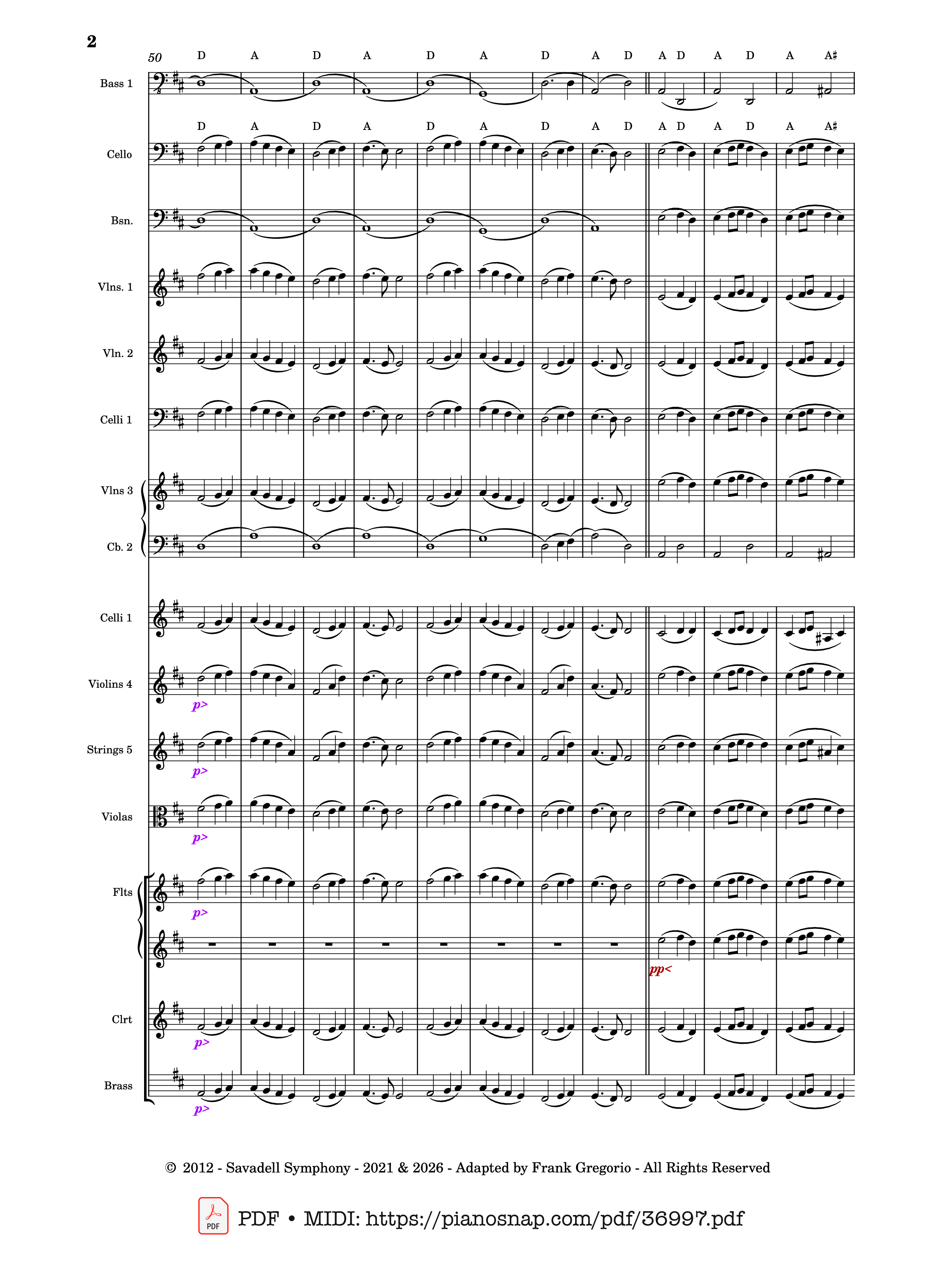 Trang 2 của Sheet nhạc PDF bài hát Symphony No.9 Ode to Joy, Flash Mob Rendition - Composed by L. Beethoven