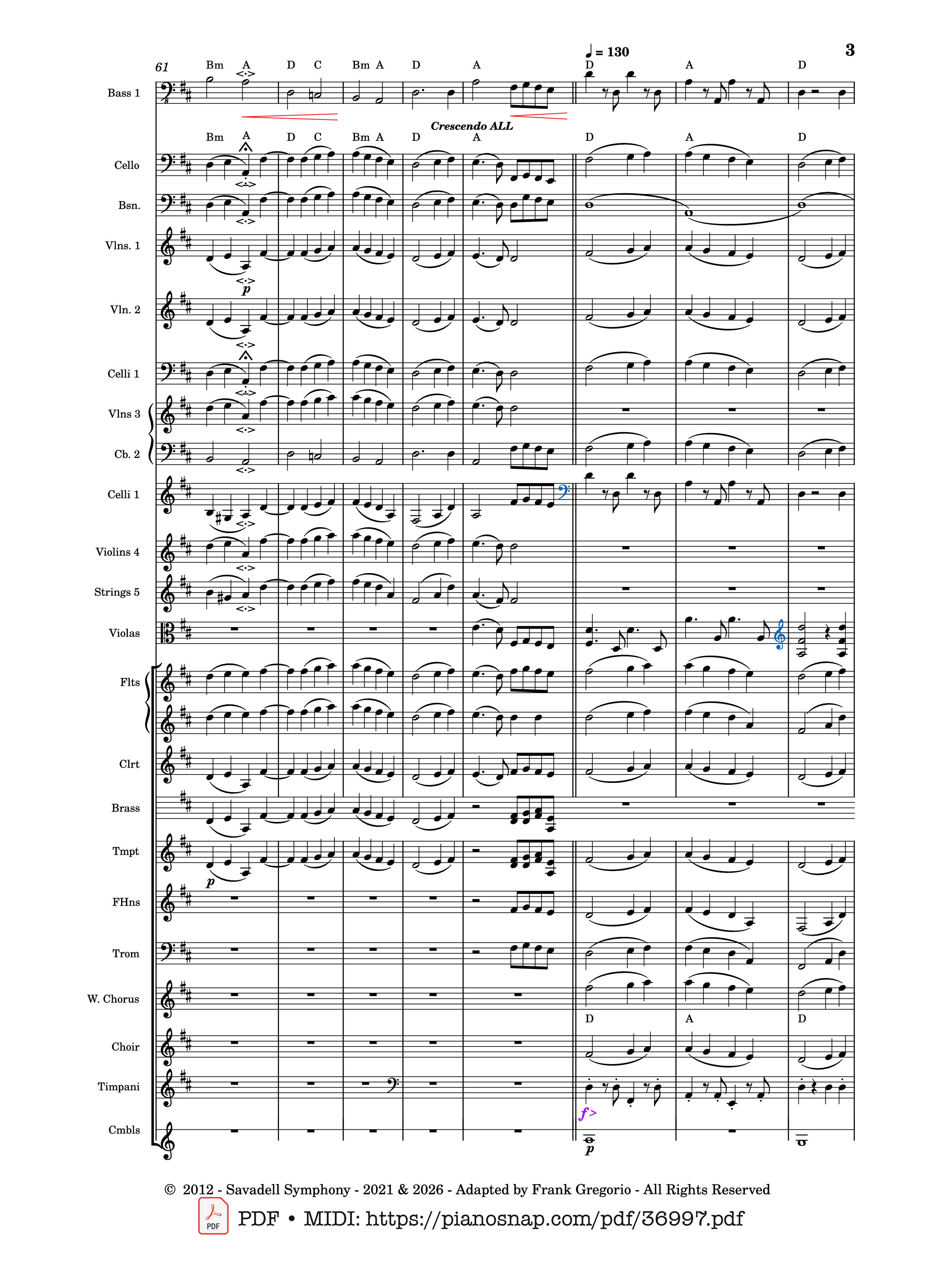 Trang 3 của Sheet nhạc PDF bài hát Symphony No.9 Ode to Joy, Flash Mob Rendition - Composed by L. Beethoven