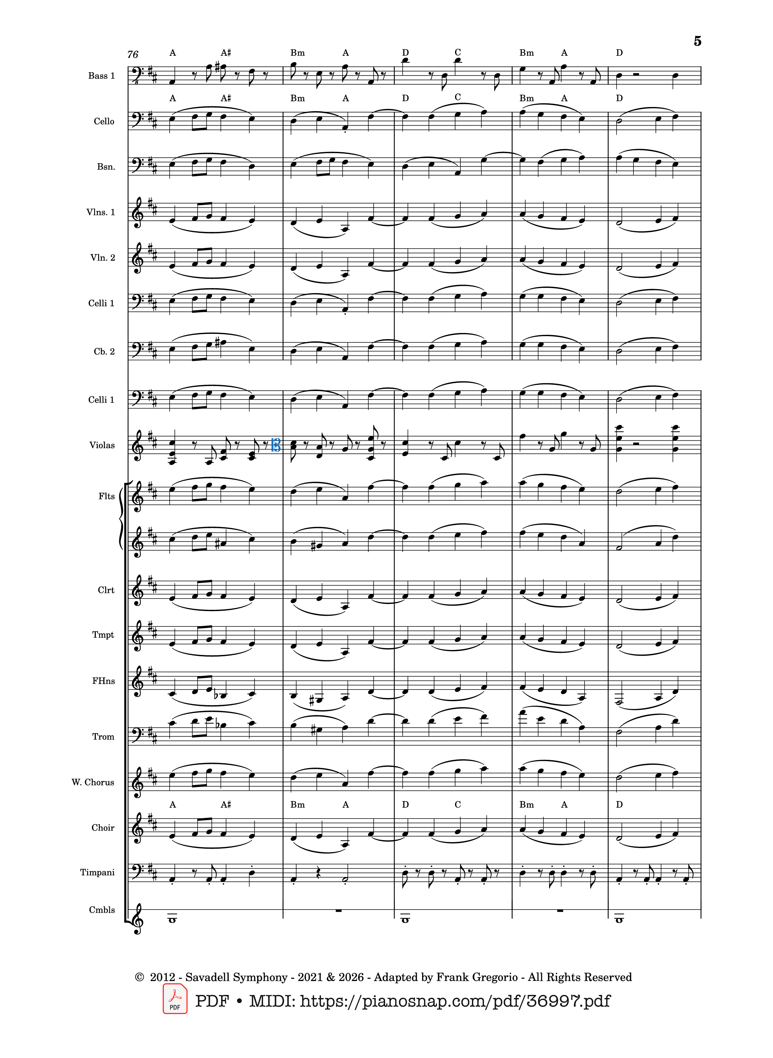 Trang 5 của Sheet nhạc PDF bài hát Symphony No.9 Ode to Joy, Flash Mob Rendition - Composed by L. Beethoven
