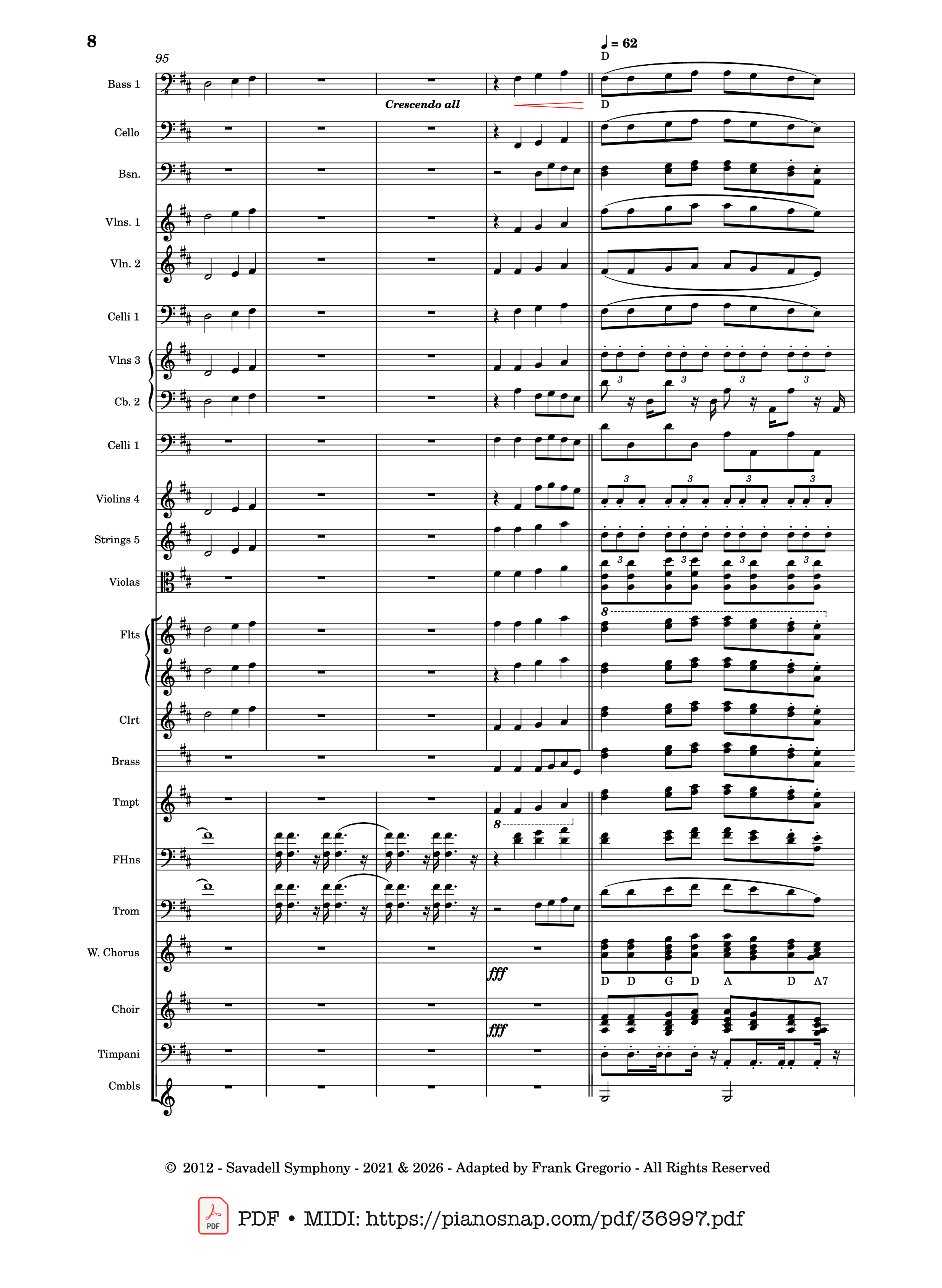 Trang 8 của Sheet nhạc PDF bài hát Symphony No.9 Ode to Joy, Flash Mob Rendition - Composed by L. Beethoven