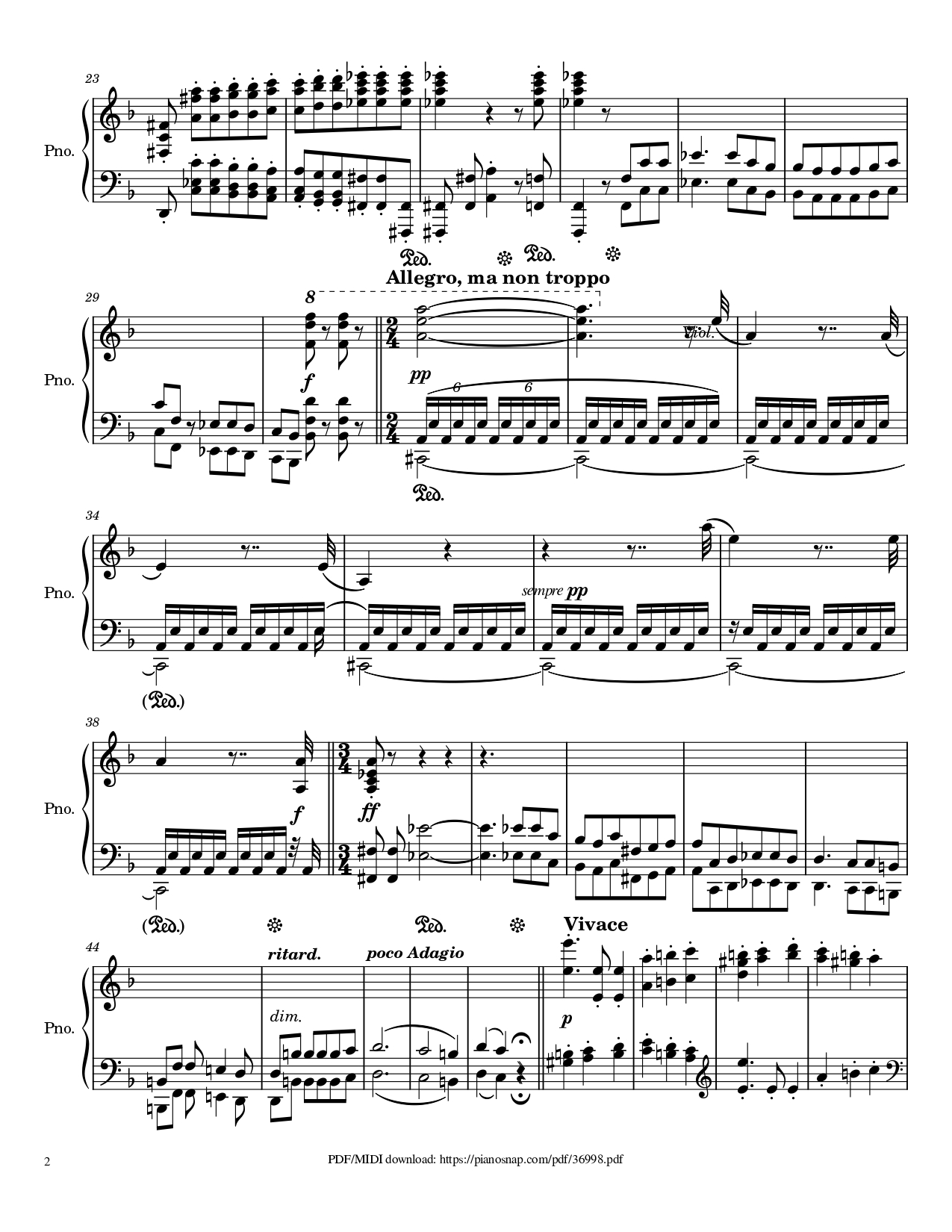 Trang 2 của Sheet nhạc PDF Piano bài hát Symphony no.9, 4th Movement, Ode to Joy Piano - Ludwig van Beethoven