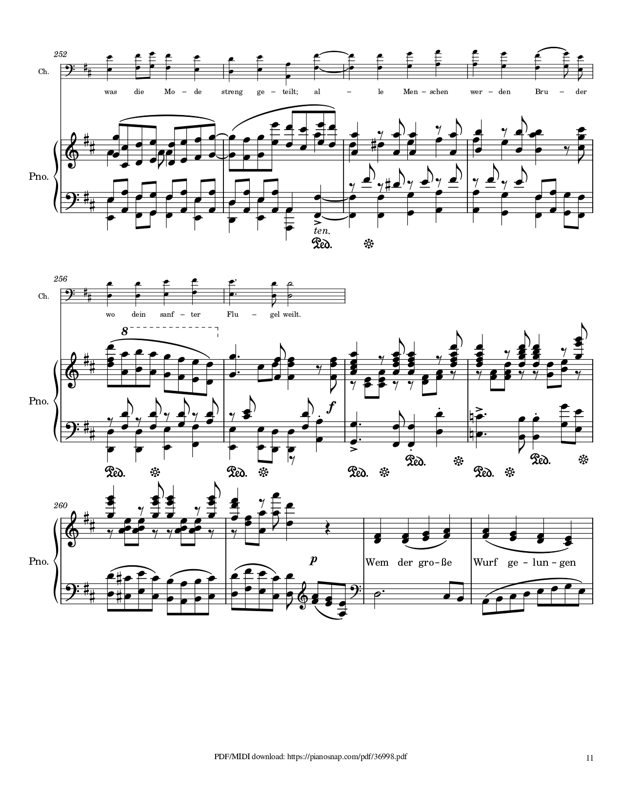 Trang 11 của Sheet nhạc PDF Piano bài hát Symphony no.9, 4th Movement, Ode to Joy Piano - Ludwig van Beethoven