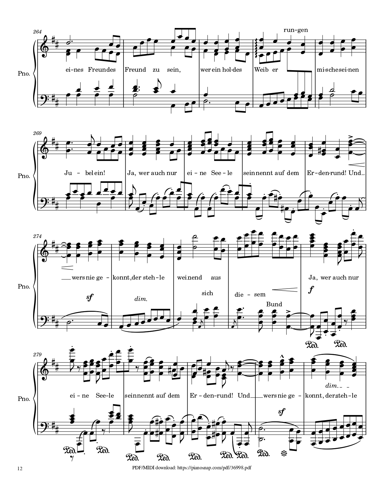 Trang 12 của Sheet nhạc PDF Piano bài hát Symphony no.9, 4th Movement, Ode to Joy Piano - Ludwig van Beethoven
