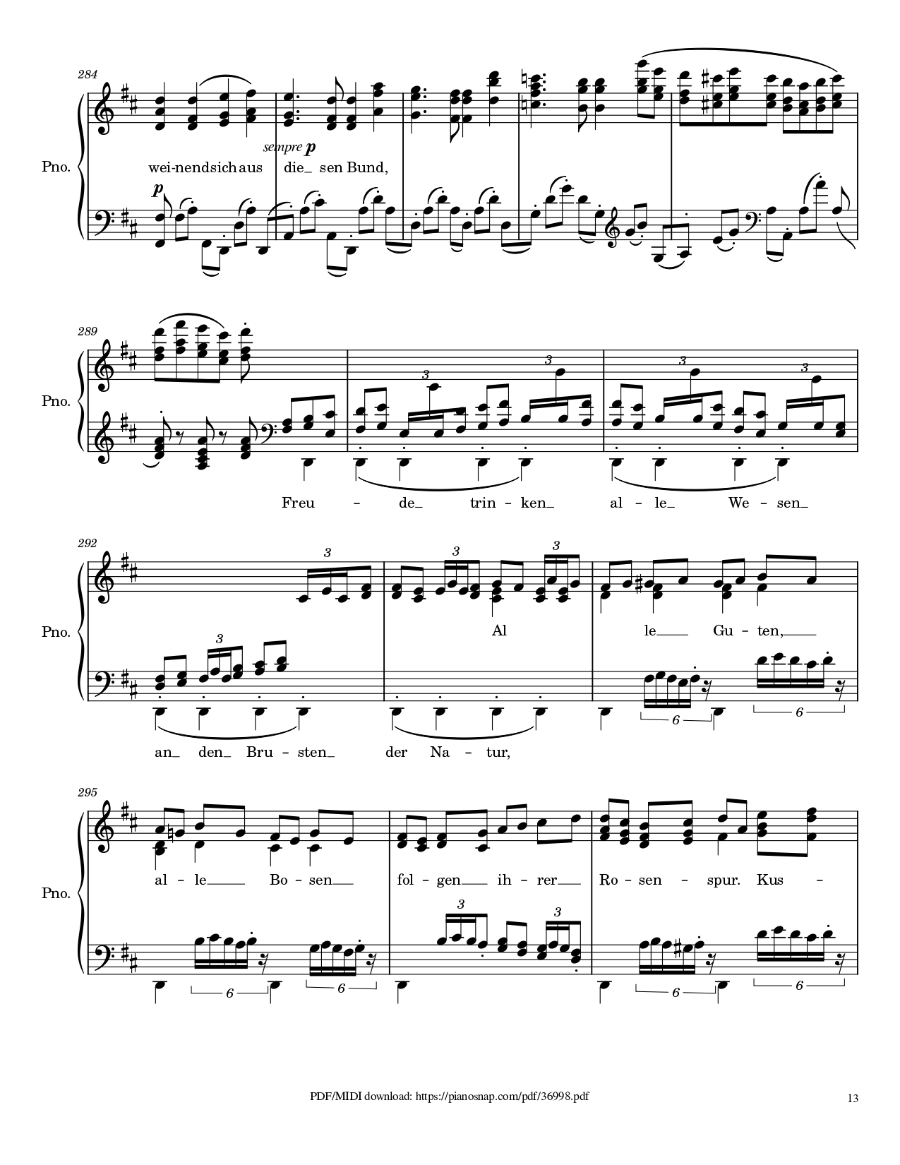 Trang 13 của Sheet nhạc PDF Piano bài hát Symphony no.9, 4th Movement, Ode to Joy Piano - Ludwig van Beethoven