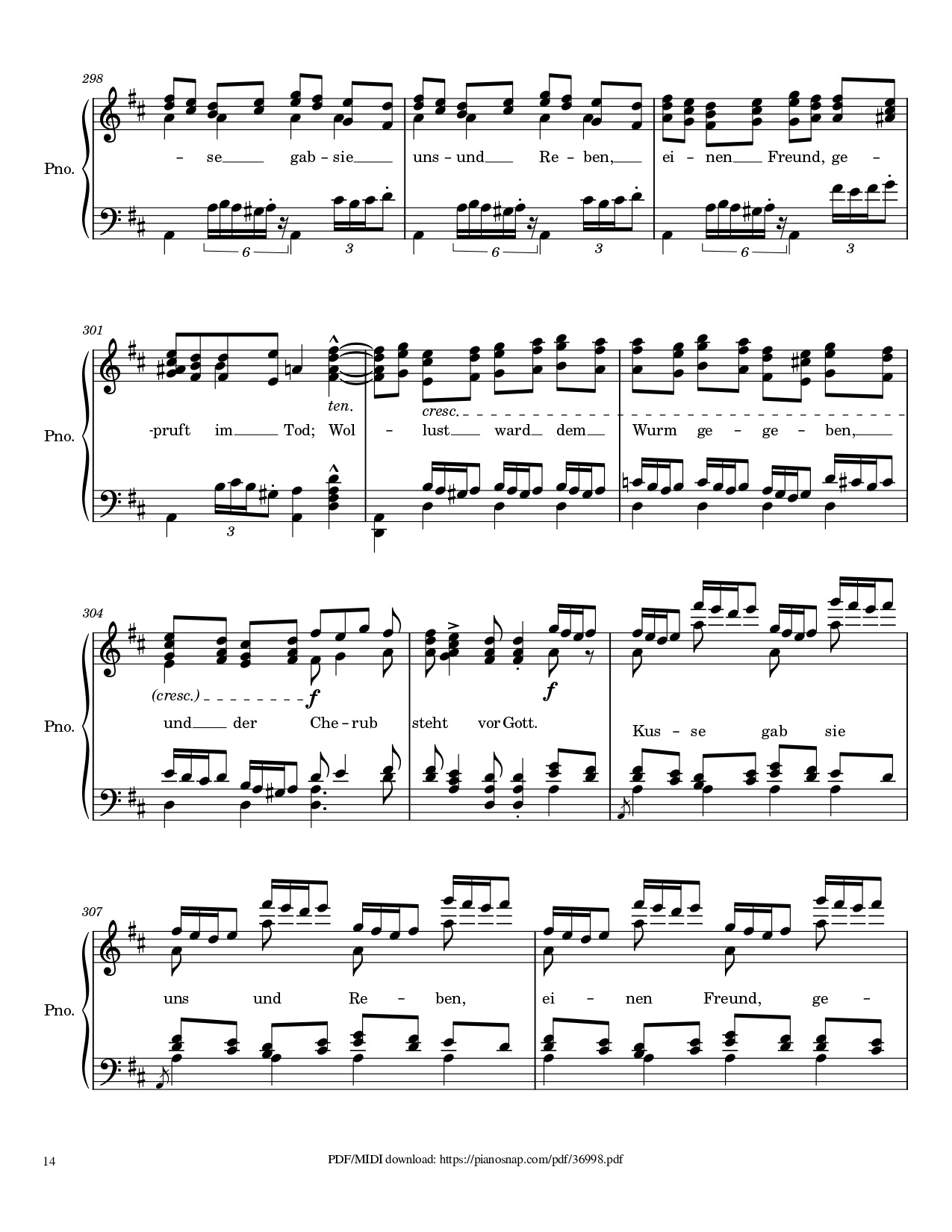 Trang 14 của Sheet nhạc PDF Piano bài hát Symphony no.9, 4th Movement, Ode to Joy Piano - Ludwig van Beethoven