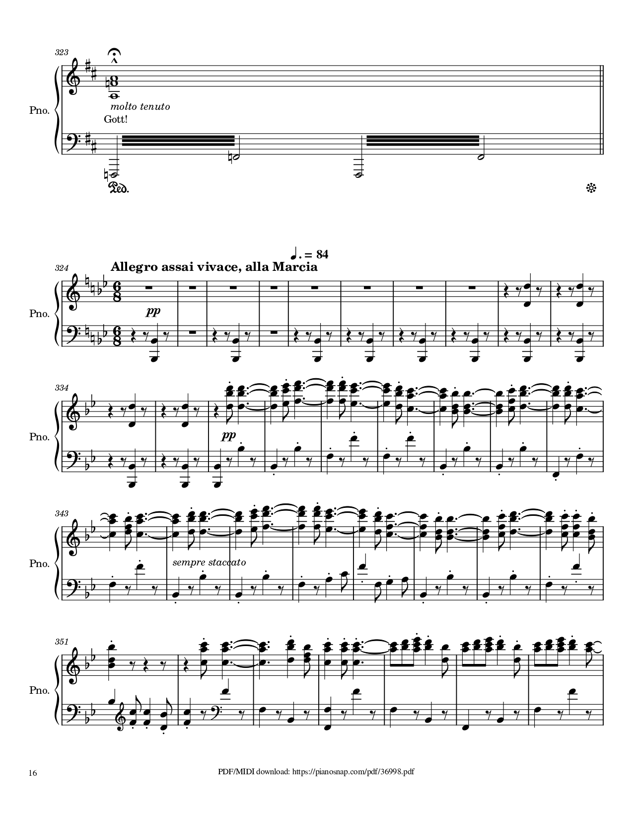 Trang 16 của Sheet nhạc PDF Piano bài hát Symphony no.9, 4th Movement, Ode to Joy Piano - Ludwig van Beethoven
