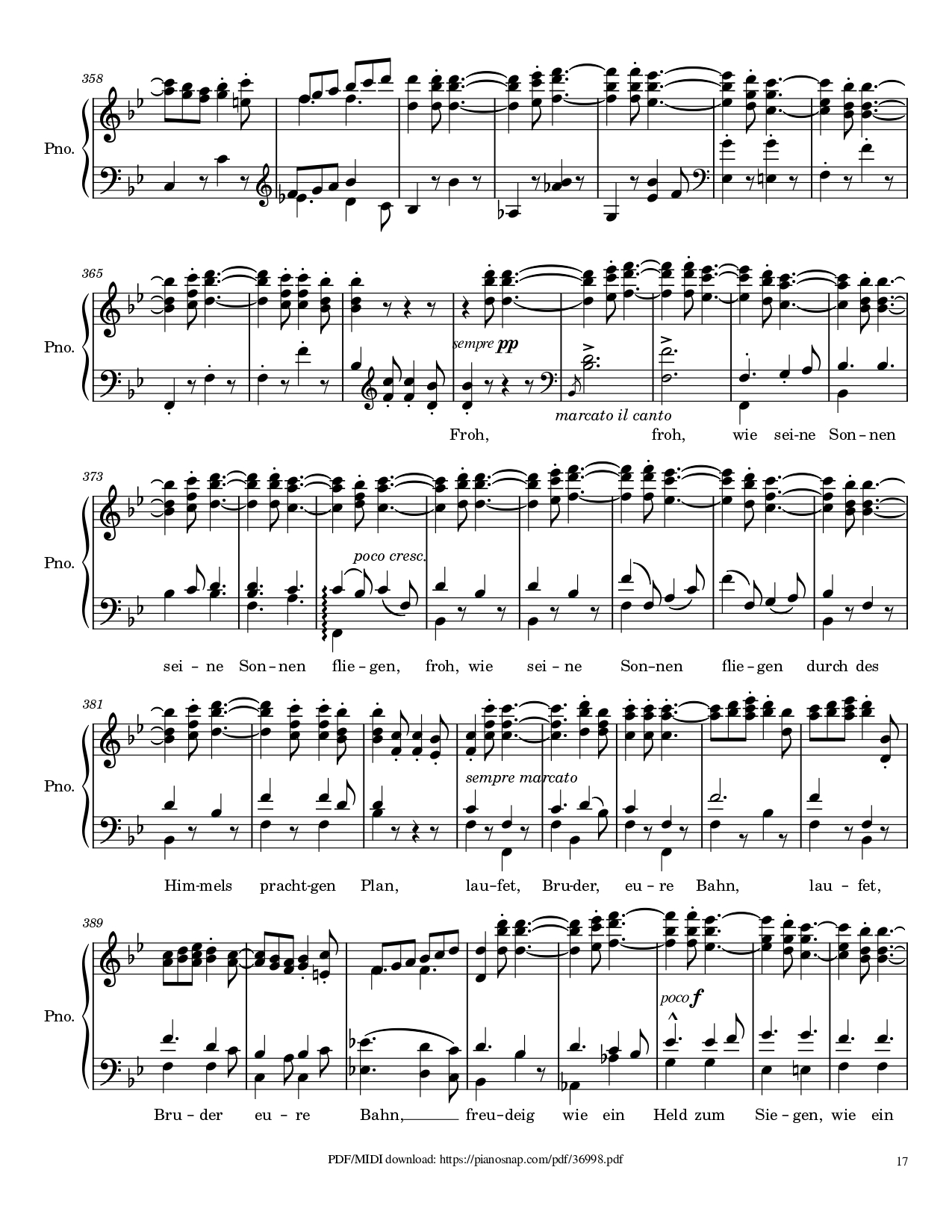 Trang 17 của Sheet nhạc PDF Piano bài hát Symphony no.9, 4th Movement, Ode to Joy Piano - Ludwig van Beethoven