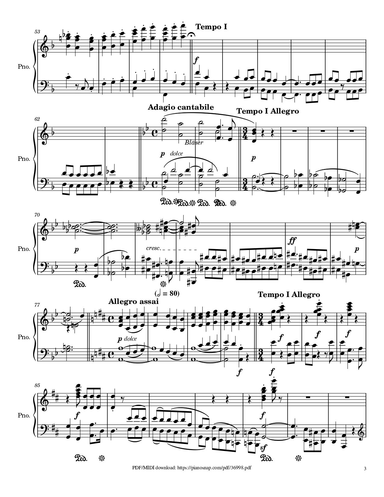 Trang 3 của Sheet nhạc PDF Piano bài hát Symphony no.9, 4th Movement, Ode to Joy Piano - Ludwig van Beethoven