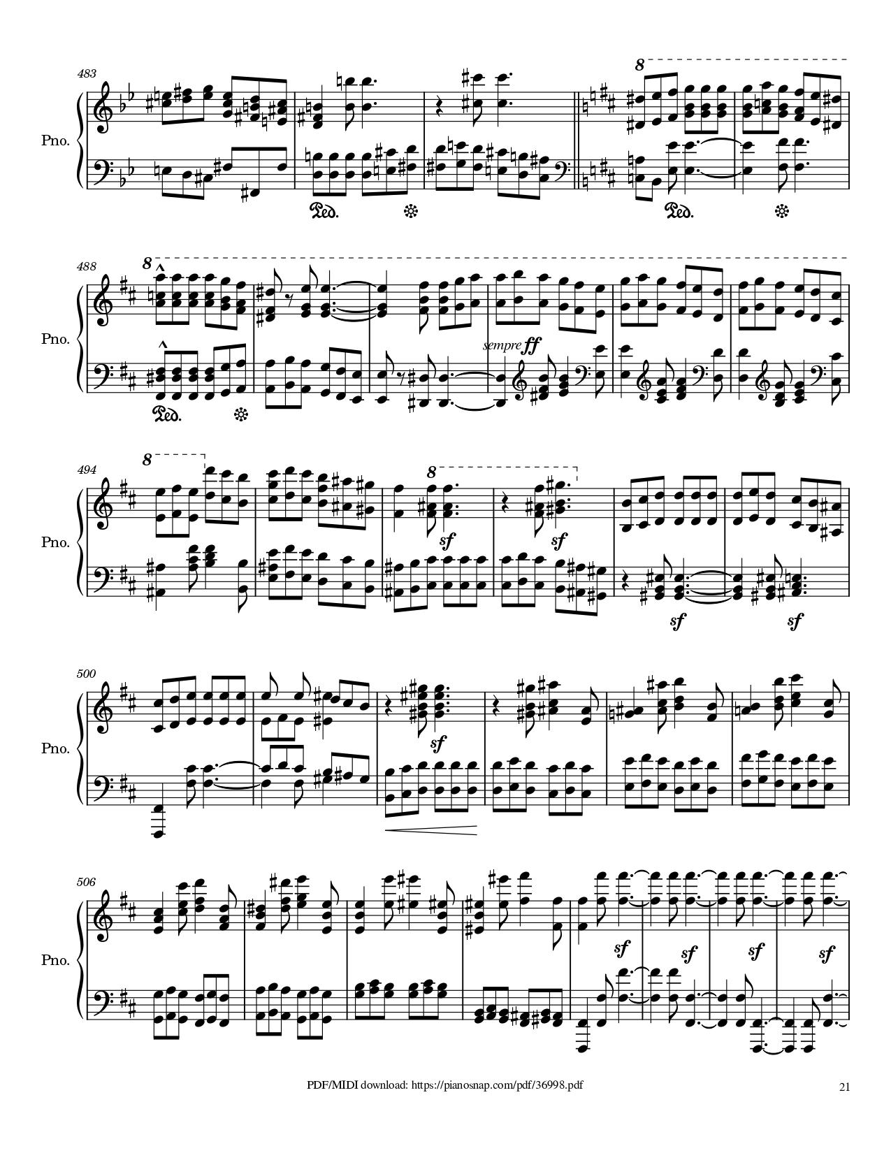 Trang 21 của Sheet nhạc PDF Piano bài hát Symphony no.9, 4th Movement, Ode to Joy Piano - Ludwig van Beethoven