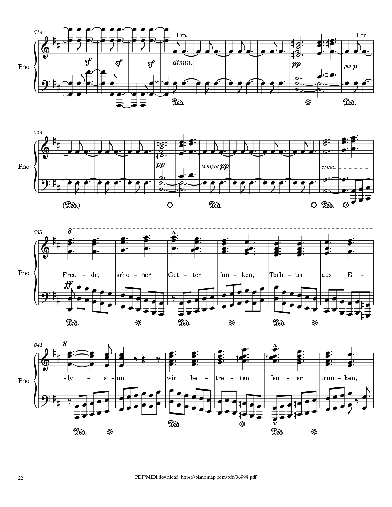 Trang 22 của Sheet nhạc PDF Piano bài hát Symphony no.9, 4th Movement, Ode to Joy Piano - Ludwig van Beethoven