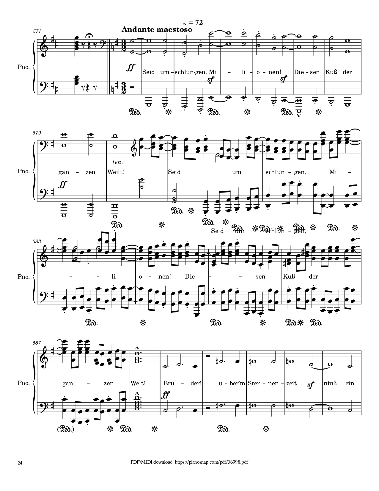 Trang 24 của Sheet nhạc PDF Piano bài hát Symphony no.9, 4th Movement, Ode to Joy Piano - Ludwig van Beethoven